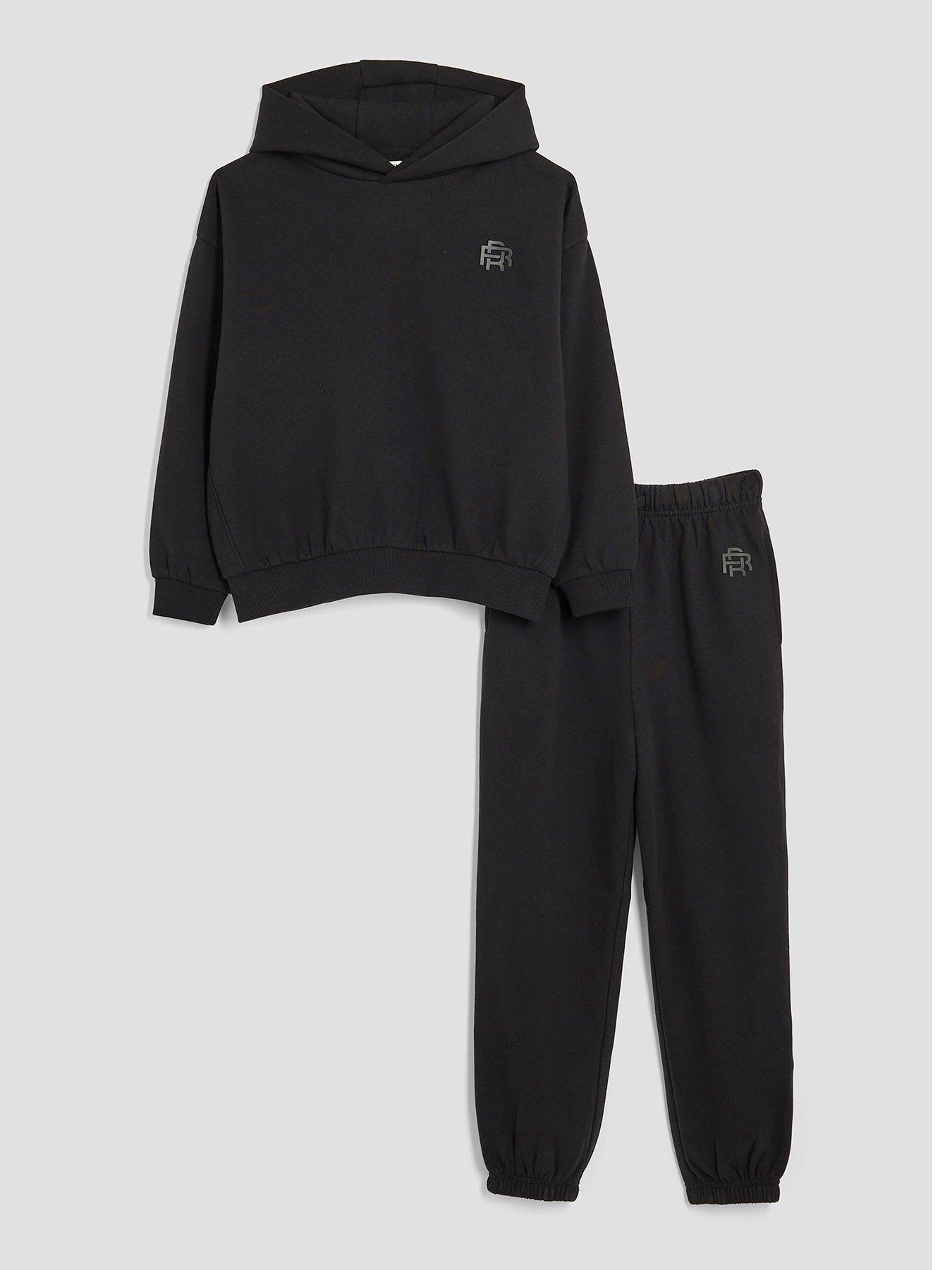 River Island Older Boys Essentials Hoodie And Joggers Set - Black
