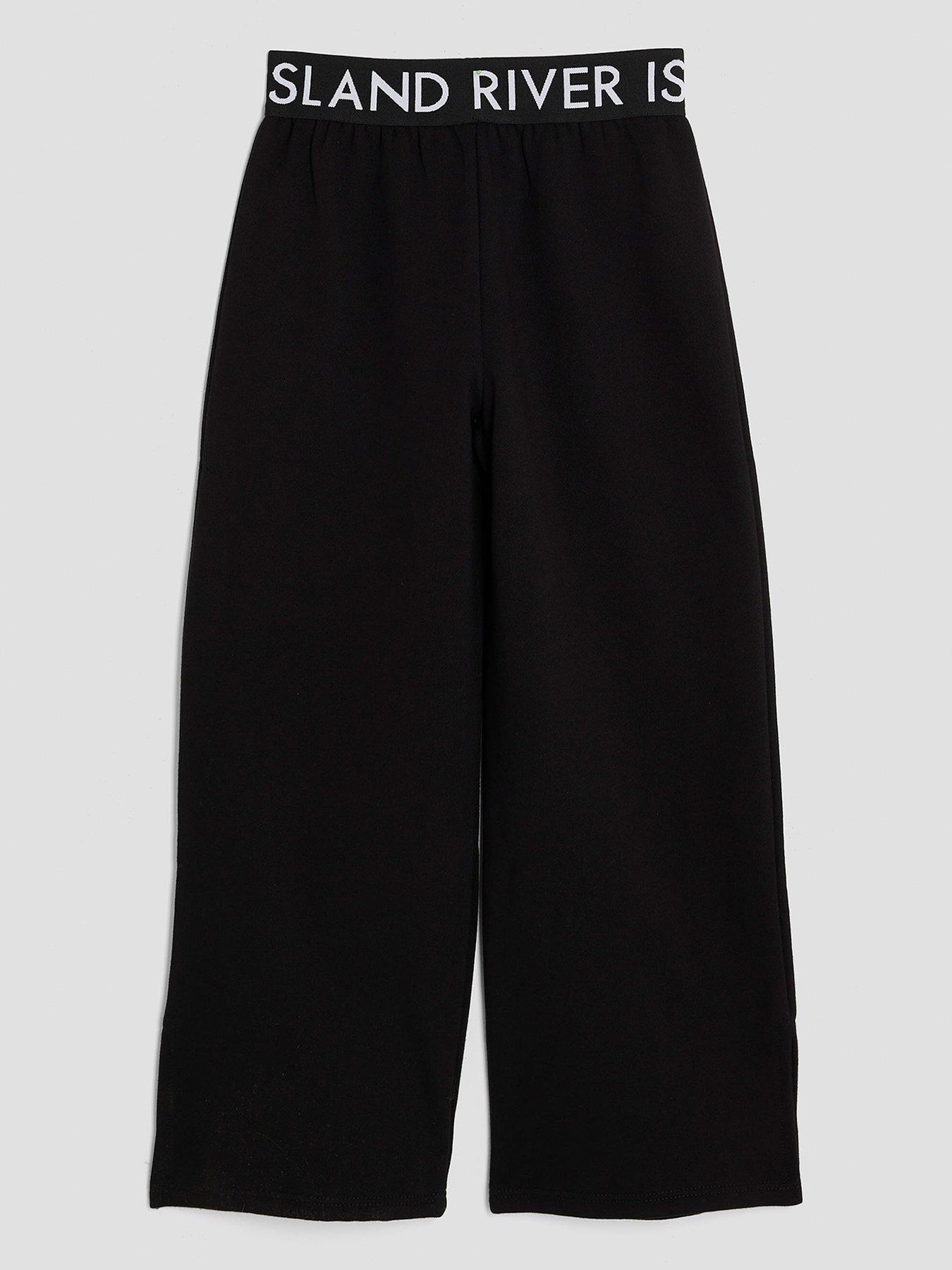 undefined Older Girls Wide Leg Joggers - Black