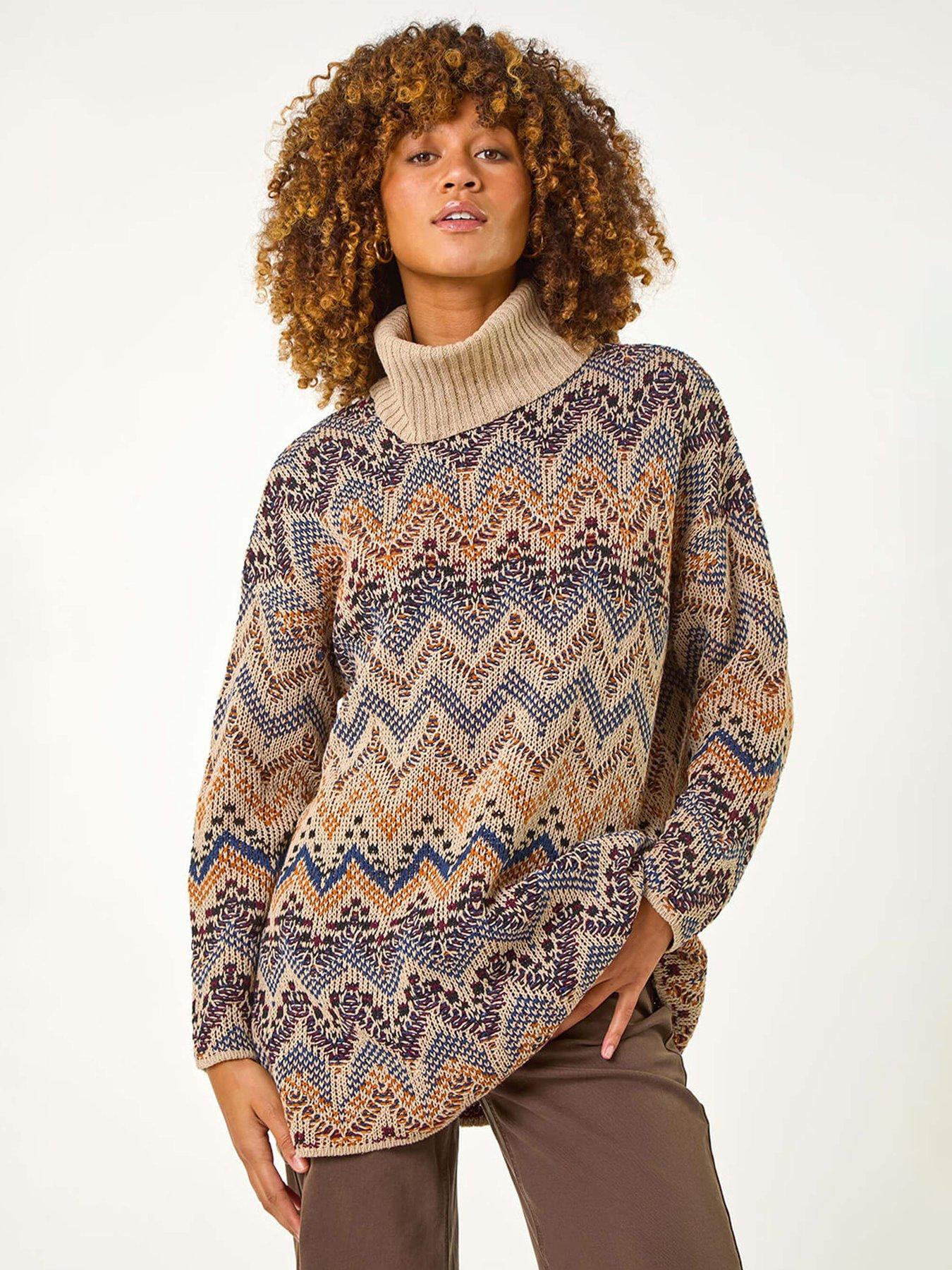 undefined Jacquard Pattern Turtle Neck Knit Jumper  - Multi