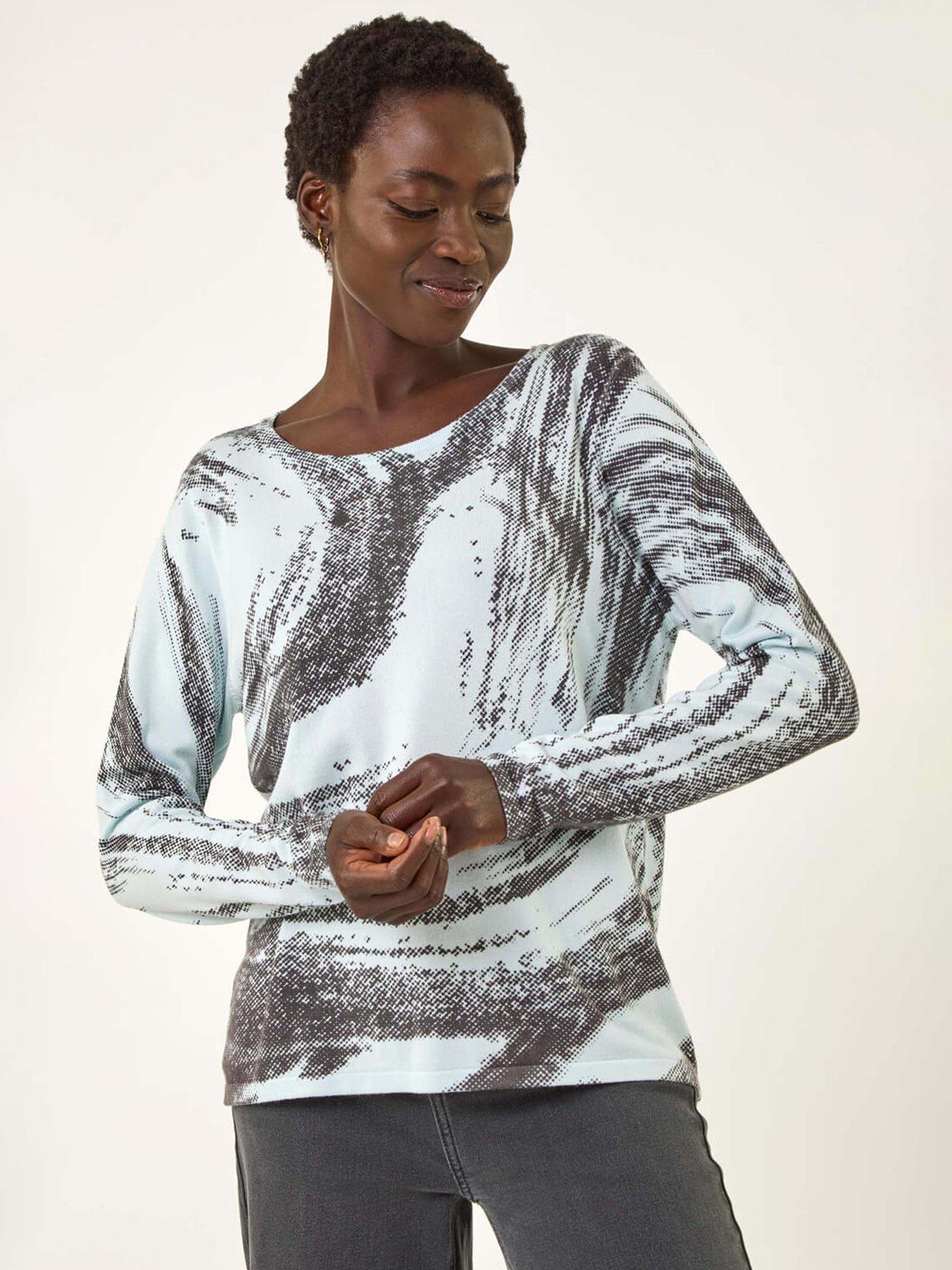 Roman Abstract Knit Jumper - Light Blue