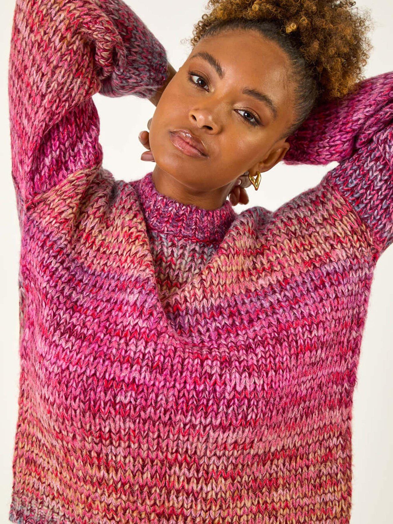 Image 4 of 5 of Roman Metallic Ombre Knit Jumper - Pink