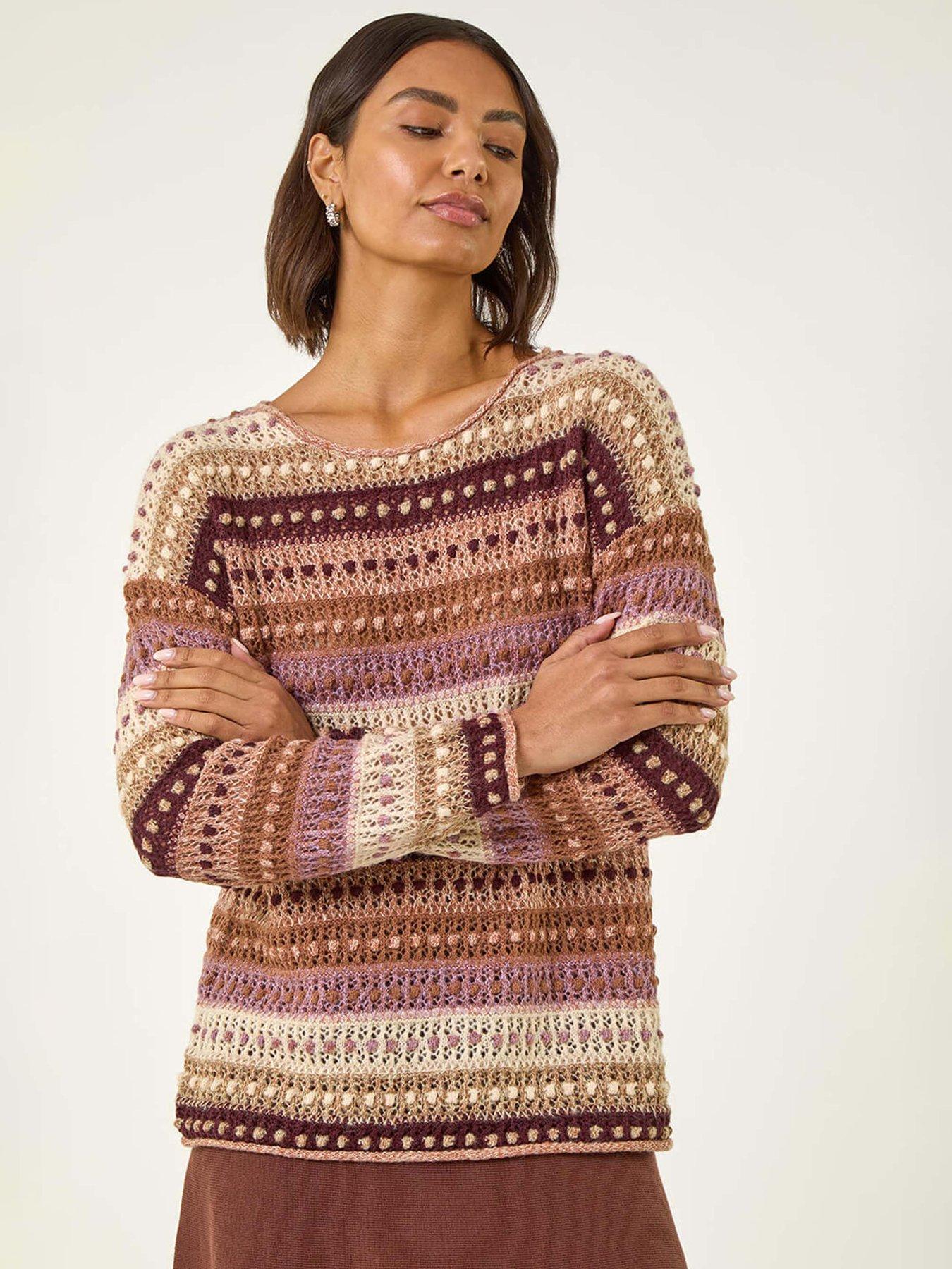 Roman Bobble Knit Stripe Jumper - Natural