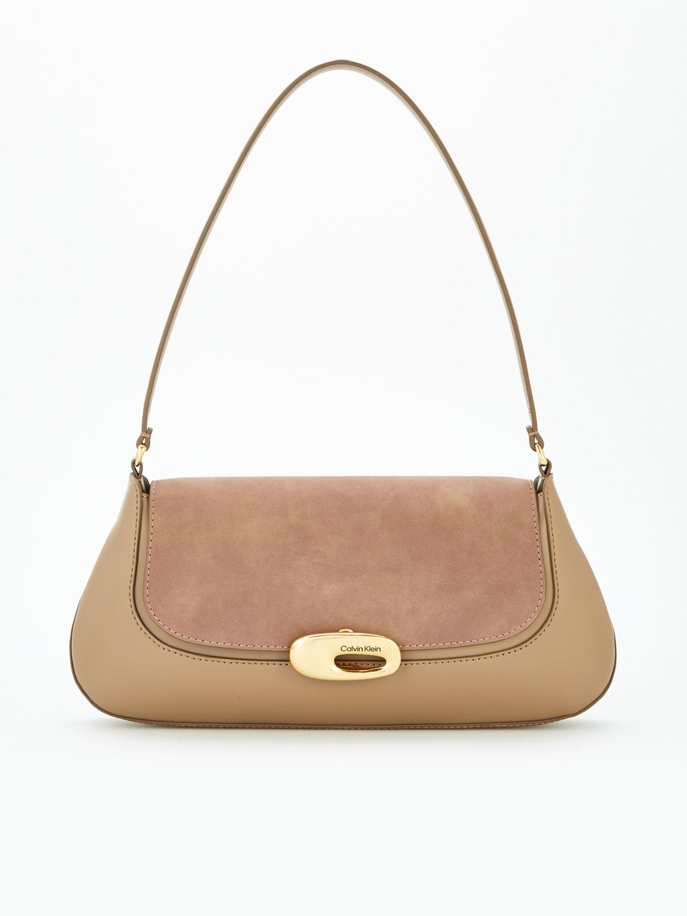 Image 1 of 7 of Calvin Klein Hardware Brushed Shoulder Bag - Desert Taupe