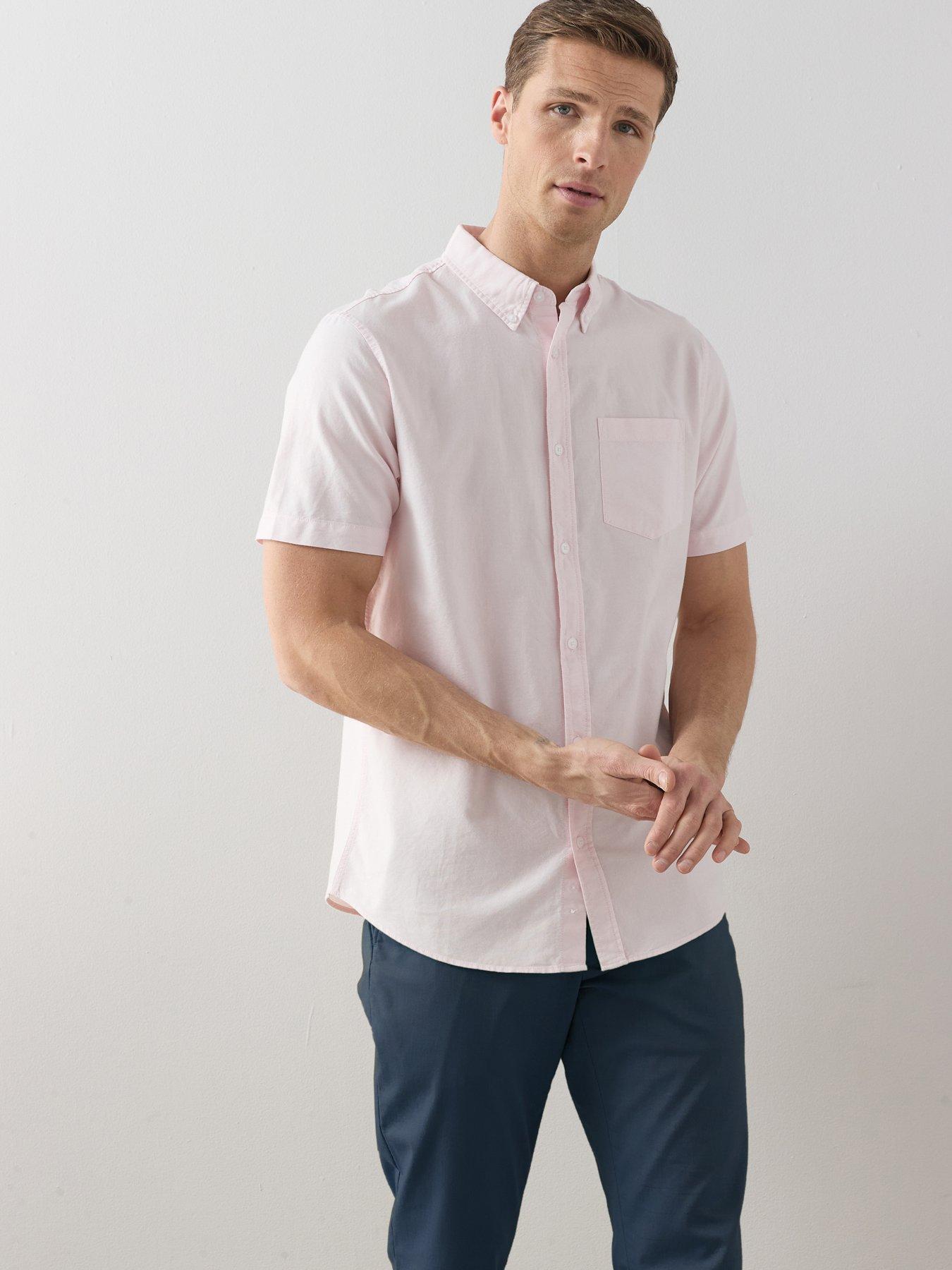The Very Collection: Pure Cotton Short Sleeve Button Down Oxford Shirt - Pink