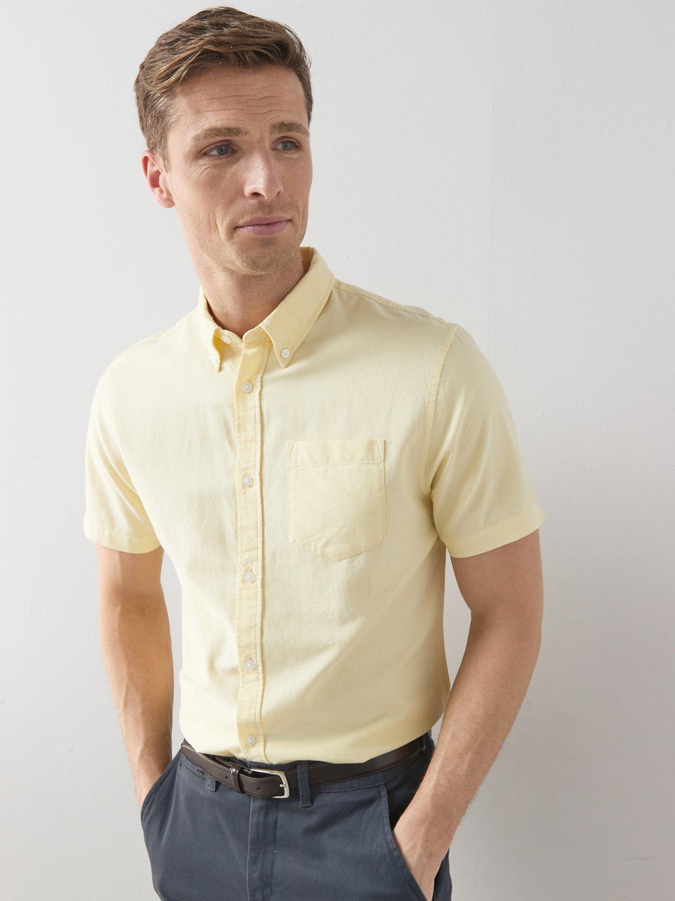 The Very Collection Pure Cotton Short Sleeve Button Down Oxford Shirt - Yellow