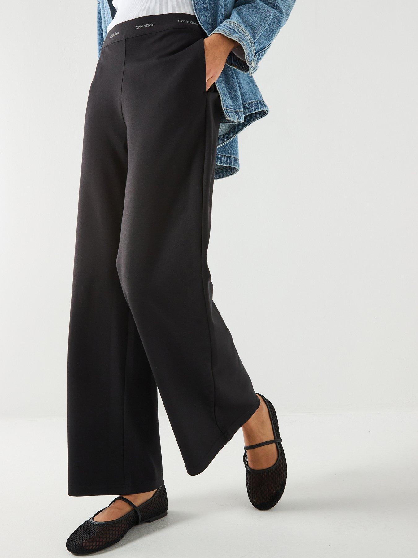 Calvin Klein Jeans Ponte Logo Trousers, Black, Size M, Women