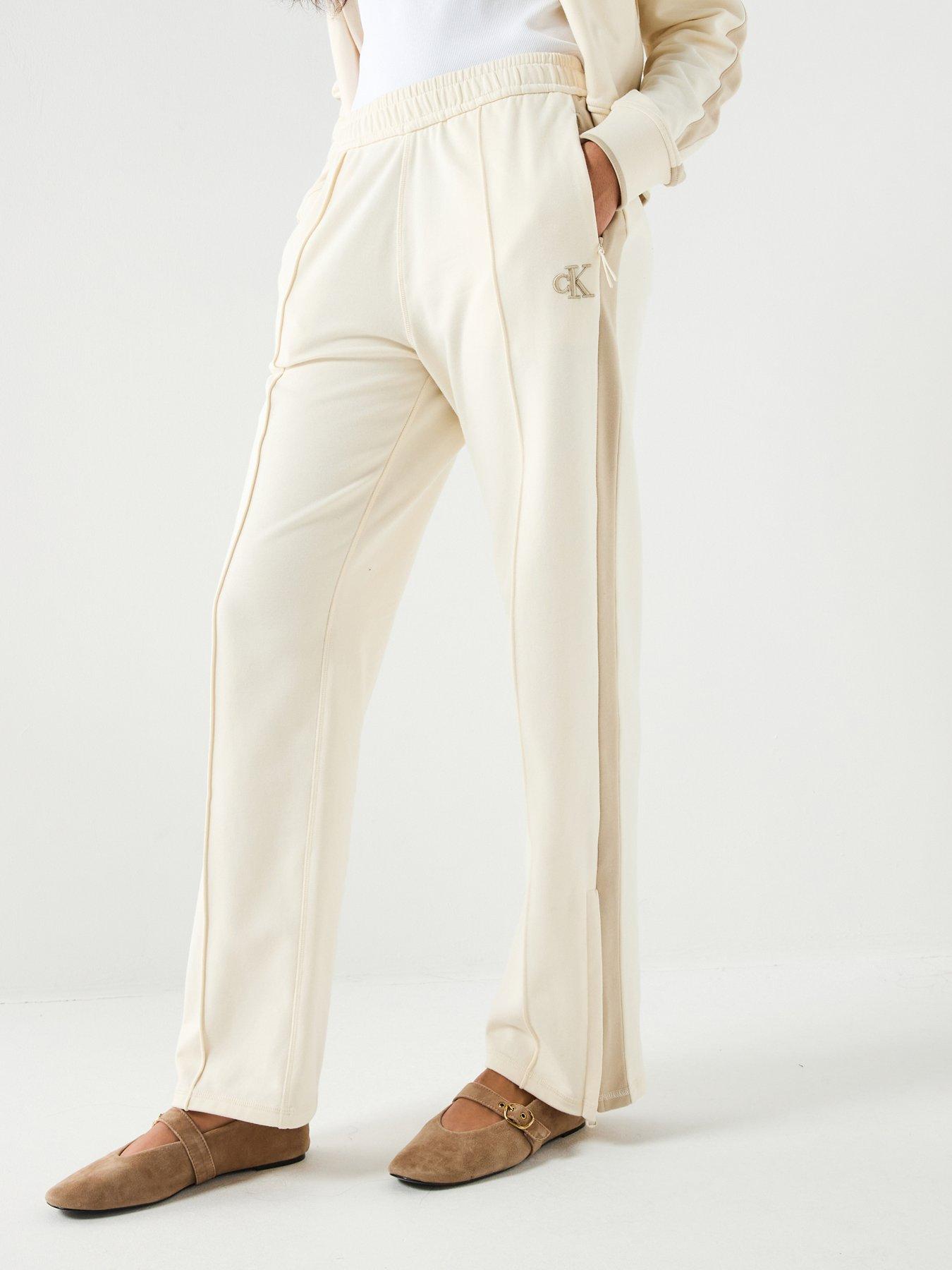 Calvin Klein Jeans Stretch Terry Track Pant, White, Size M, Women