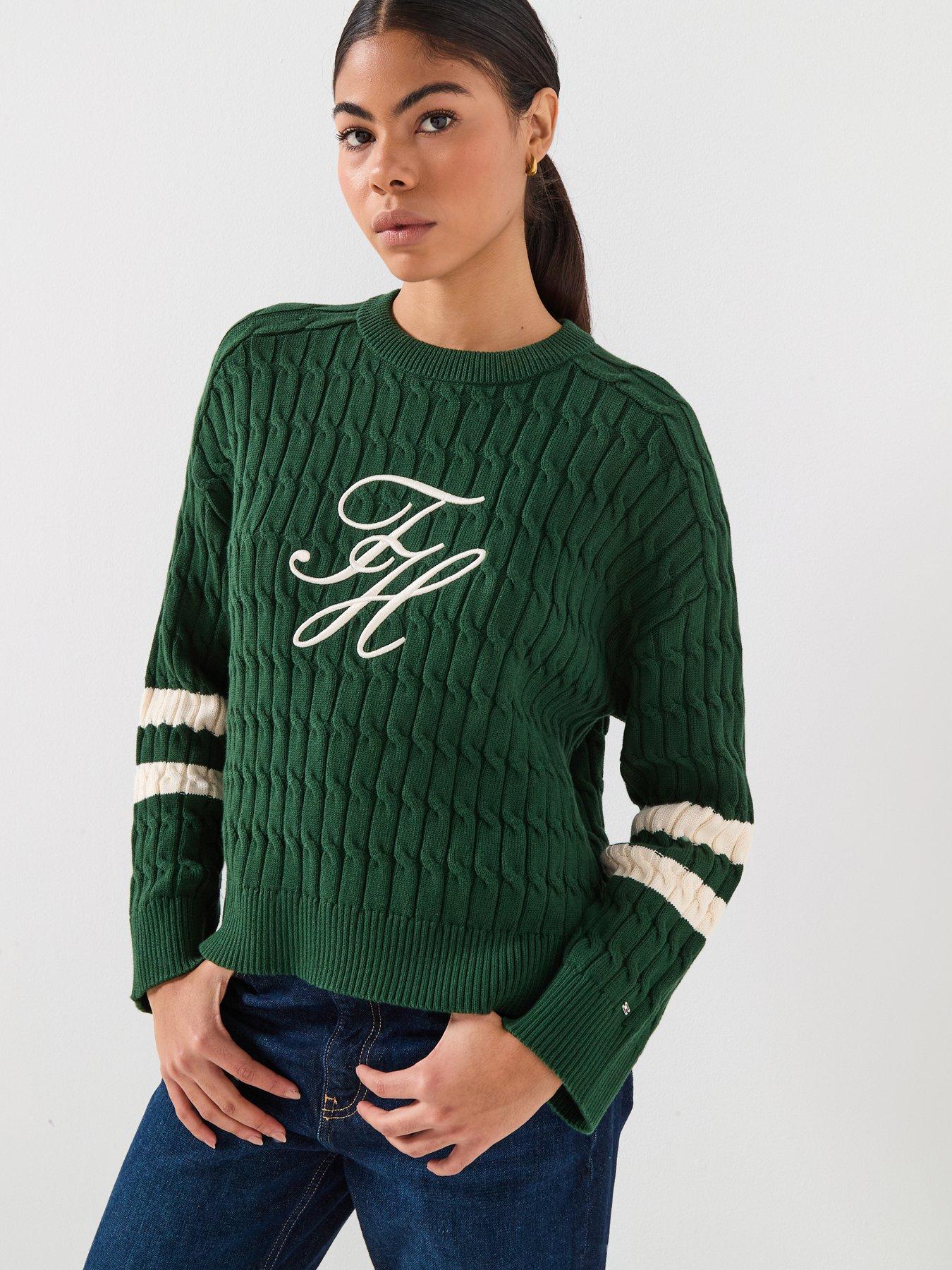 Tommy Hilfiger Textured Crew Neck Jumper - Green