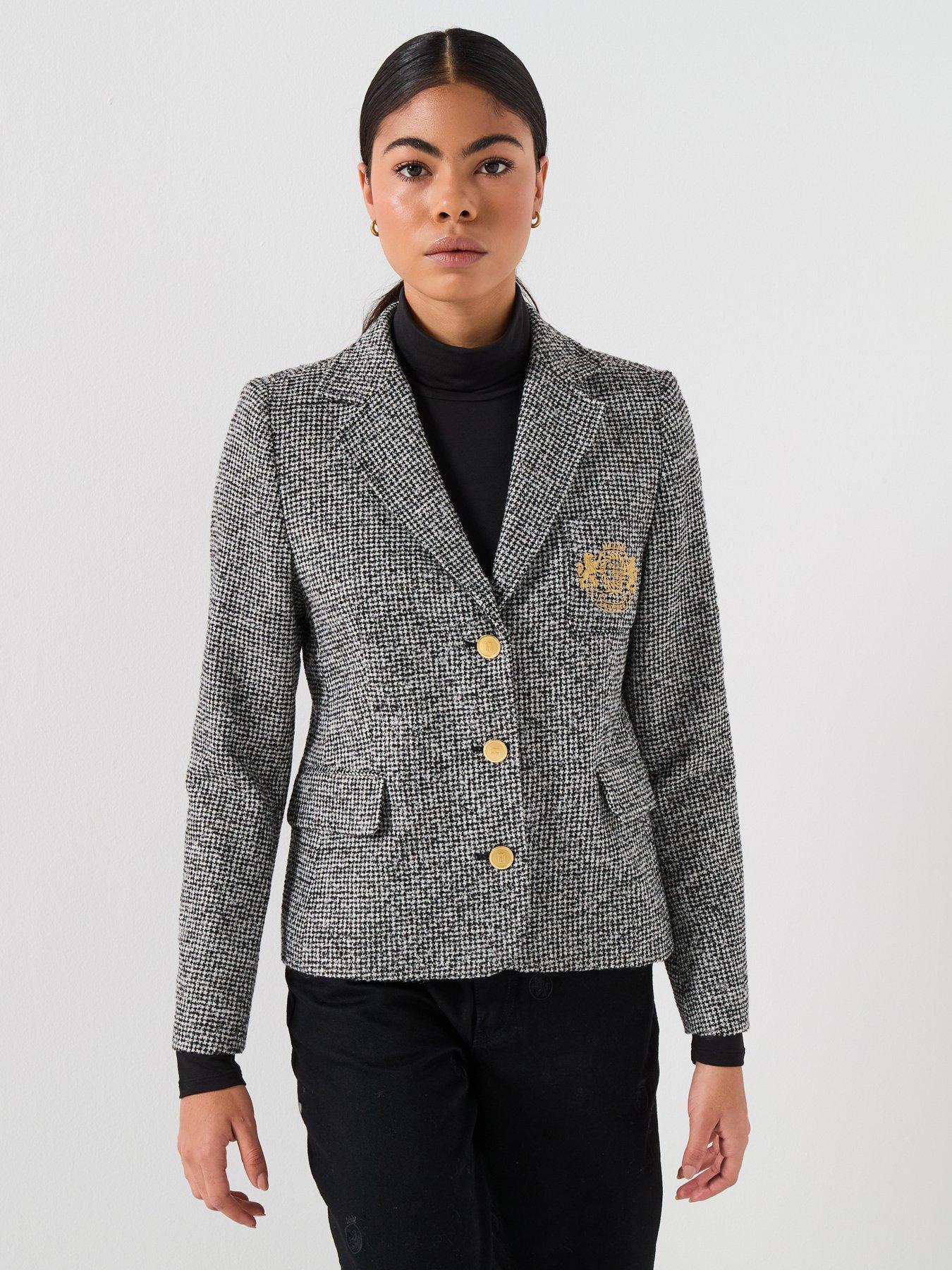 Tommy Hilfiger Wool Patterned Slim Blazer - Black/White Houndstooth