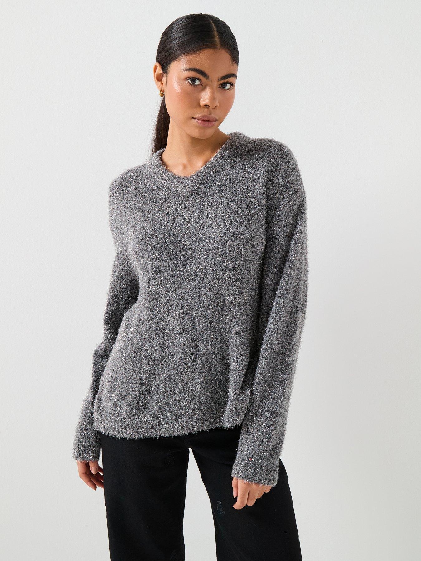 Tommy Hilfiger Fluffy Relaxed Sweater, Grey, Size Xs-S, Women