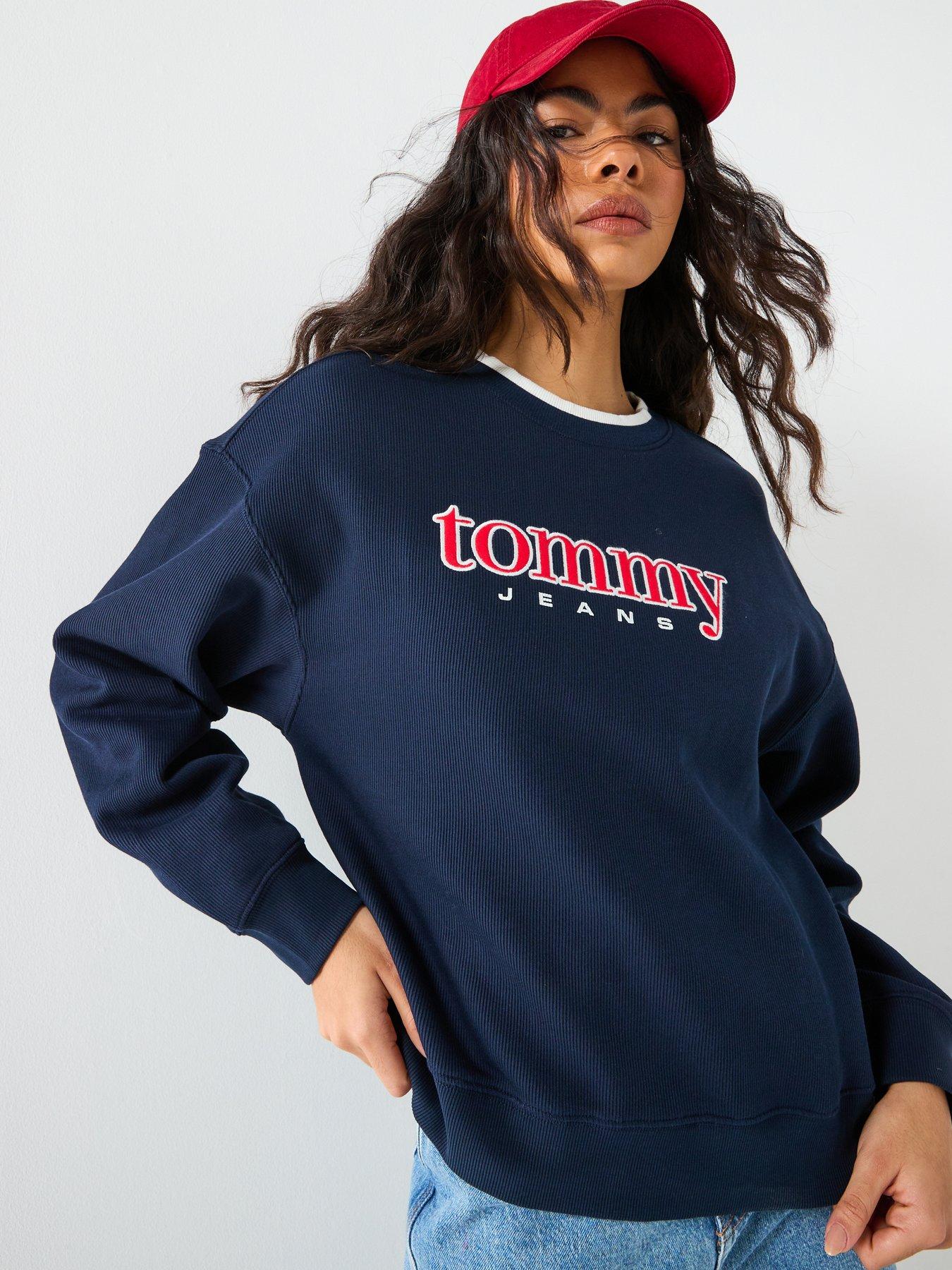 Tommy Jeans Applique Short Crew Sweater, Blue, Size Xl, Women