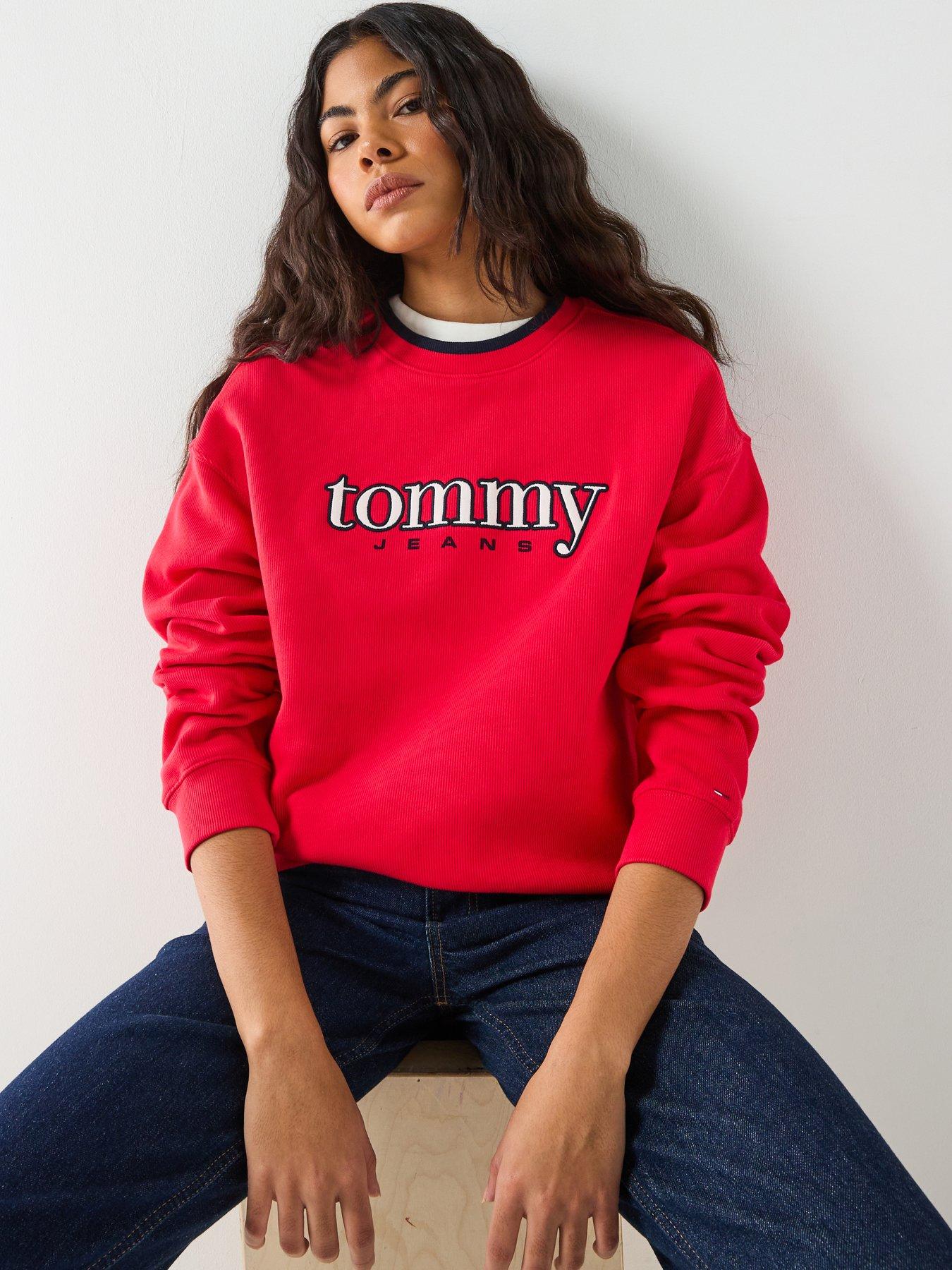 Tommy Jeans Applique Short Crew Sweater - Alert Red