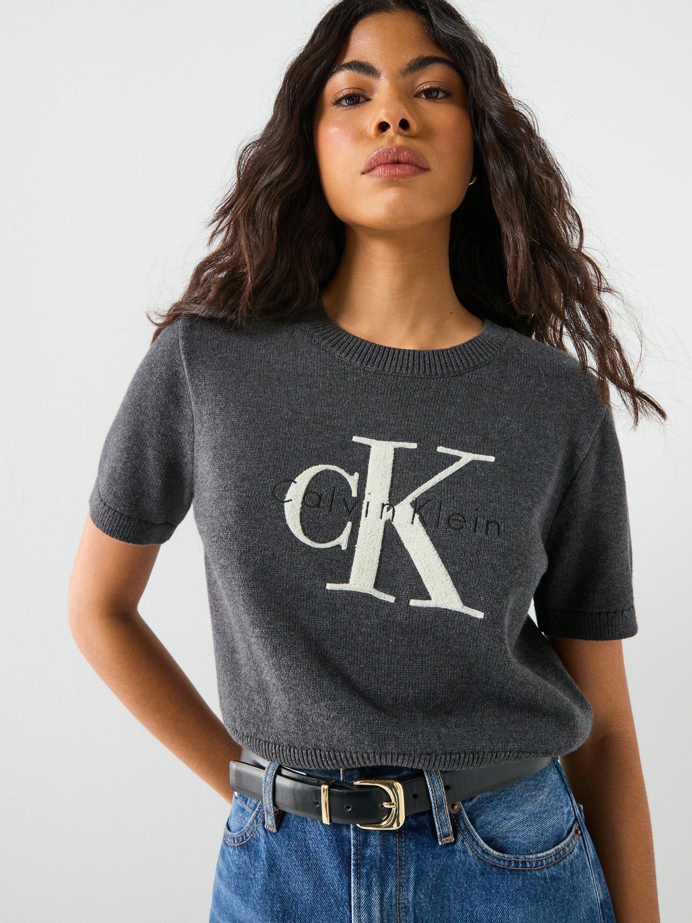 Calvin Klein Jeans Chunky Cotton Graphic Vest, Grey, Size M, Women