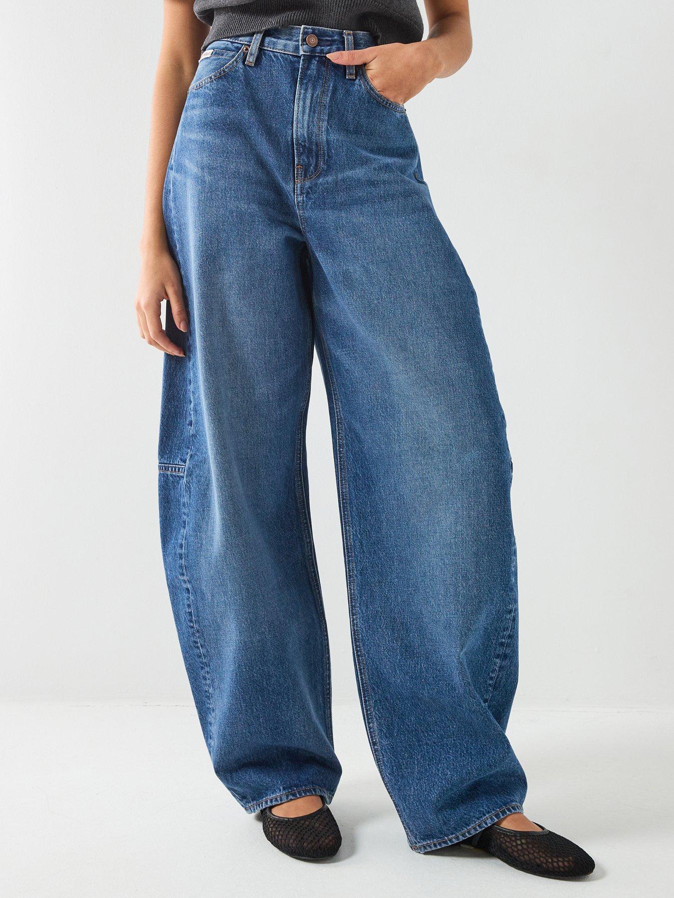 Calvin Klein Jeans The Extreme Barrel Jean, Blue, Size 34, Inside Leg 32, Women