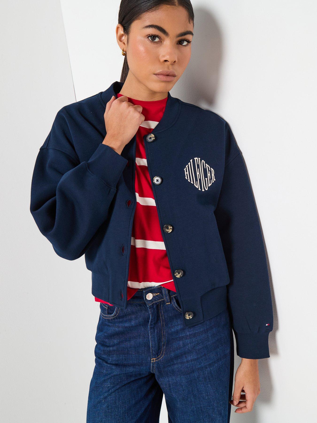 Tommy Hilfiger Varsity Fleece Bomber Jacket  - Blue