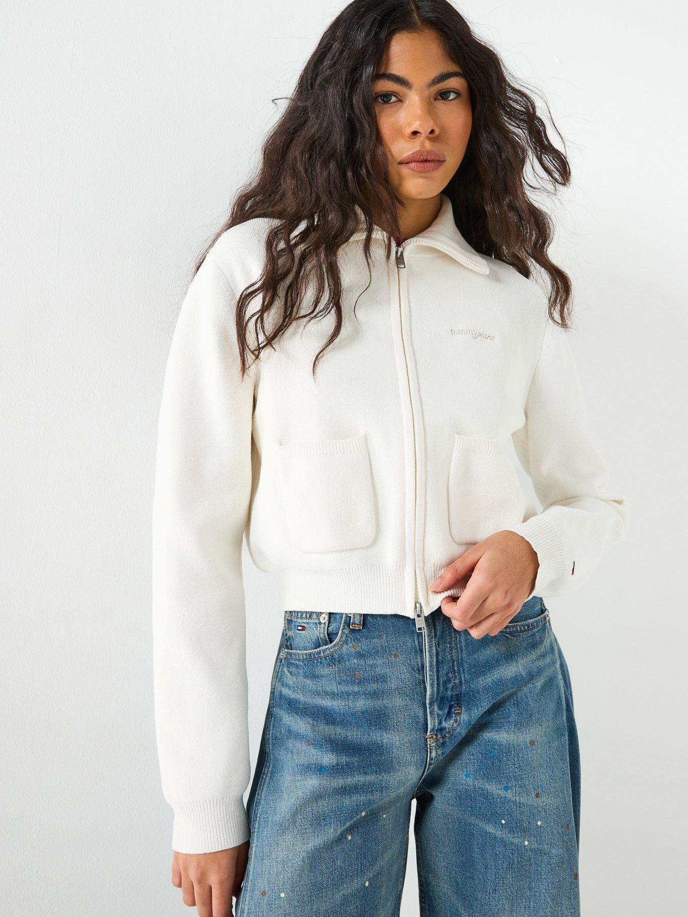 Tommy Jeans Zipped Cozy Cardigan - Ancient White
