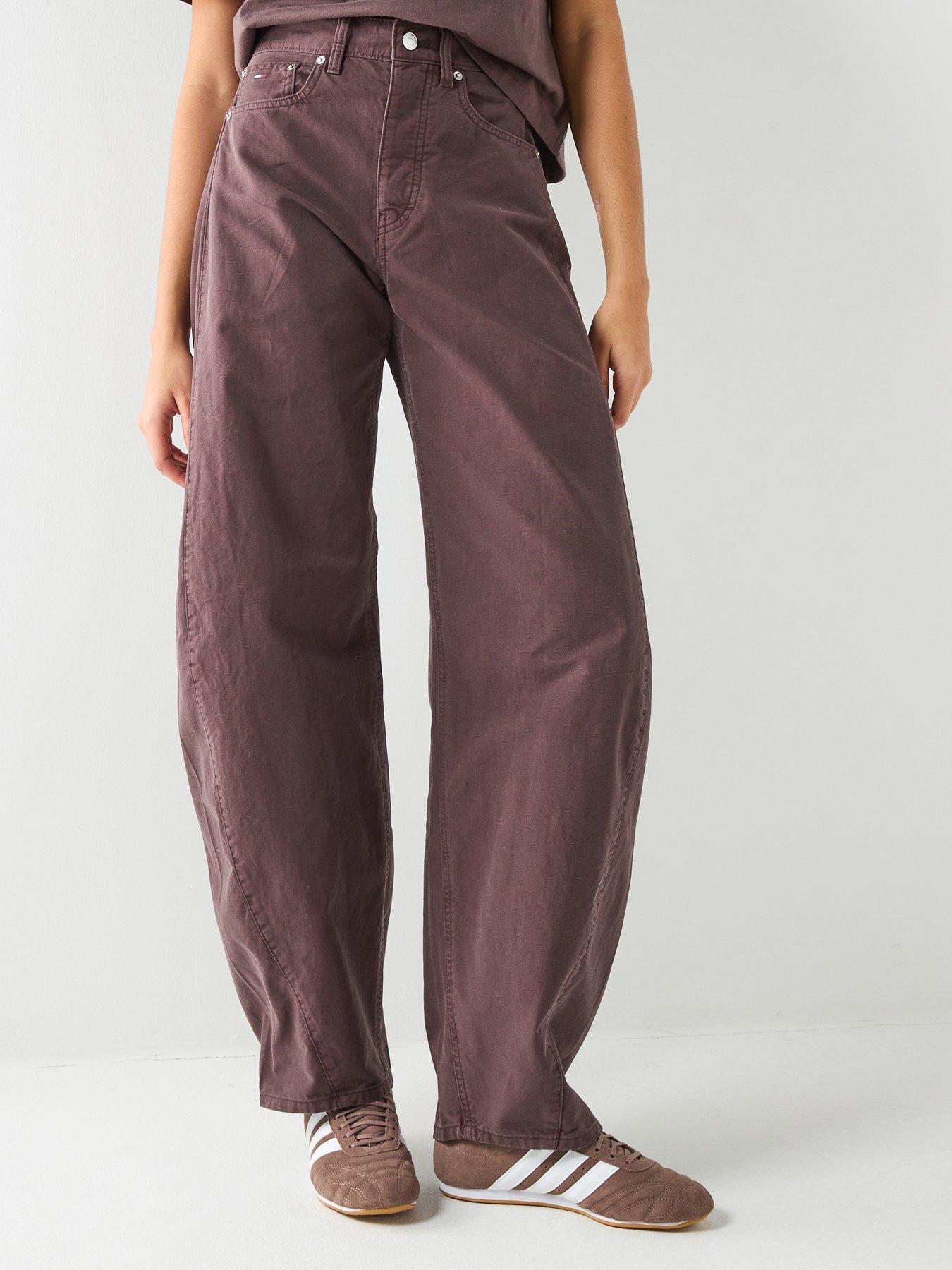 Tommy Jeans Ella Mid Rise Barrel Trouser Jeans, Black, Size 28, Women