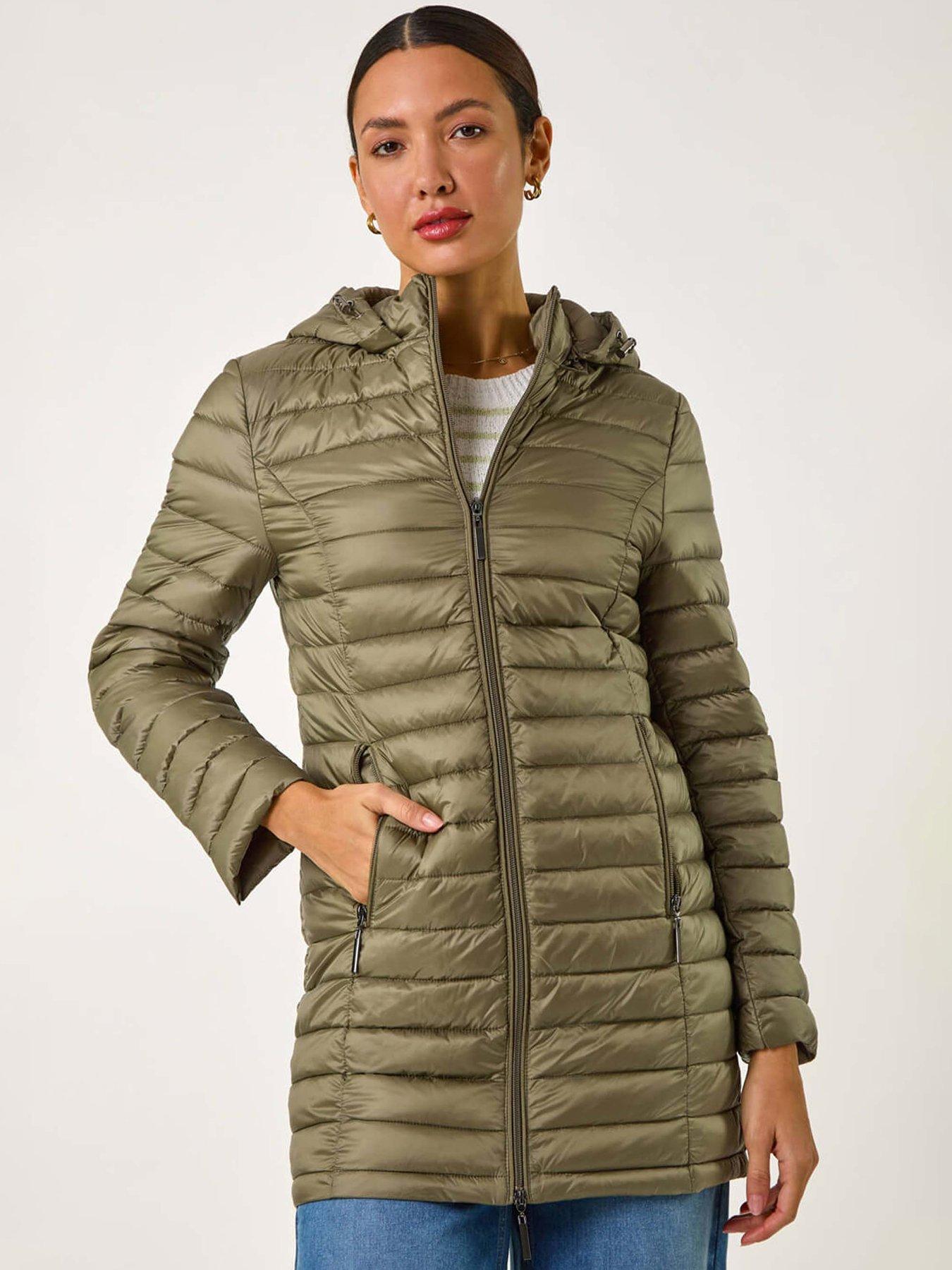 undefined Padded Hooded Coat - Khaki