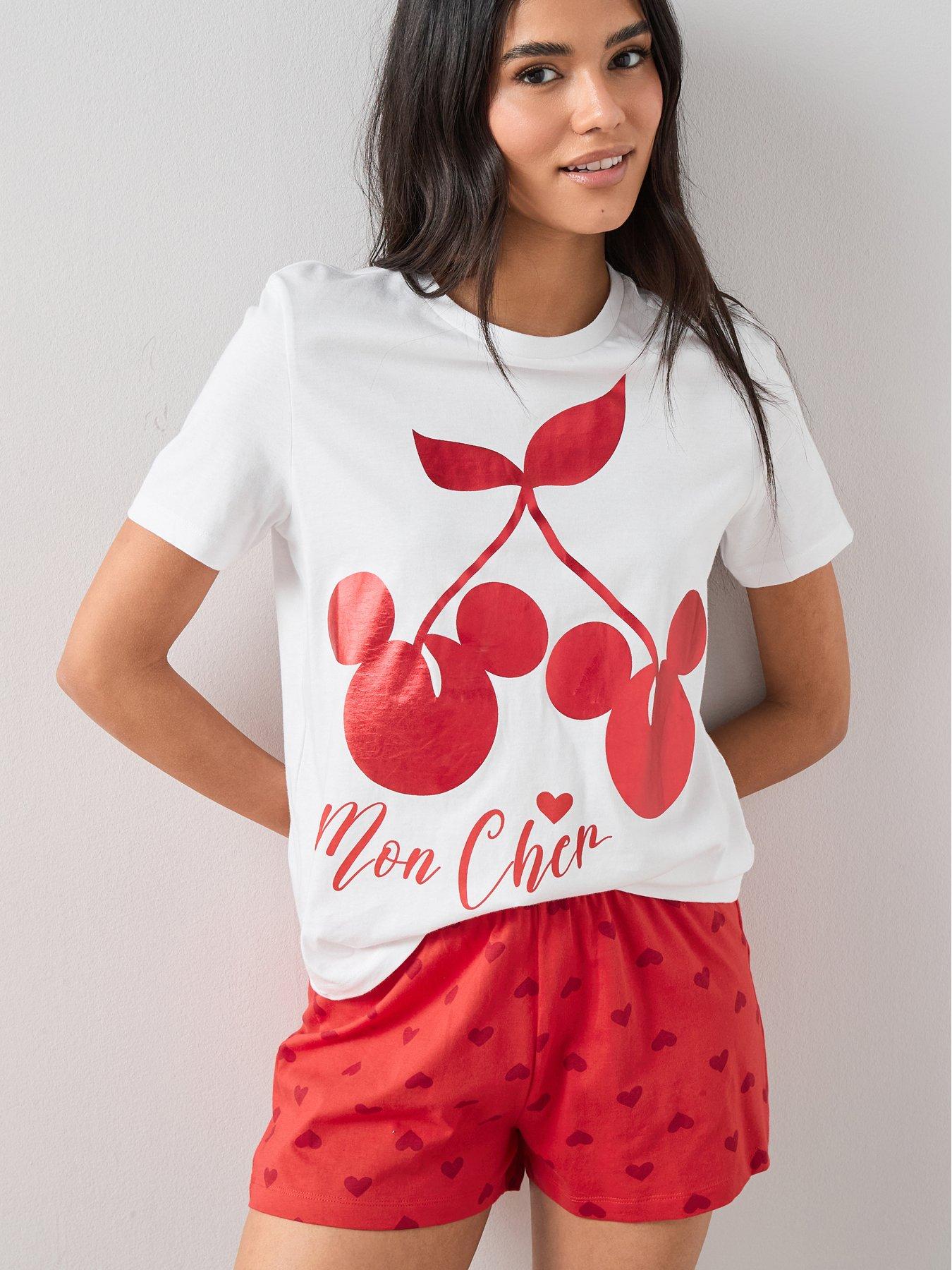 The Very Collection Minnie Mouse Cherry Short Pyjama Set - Red