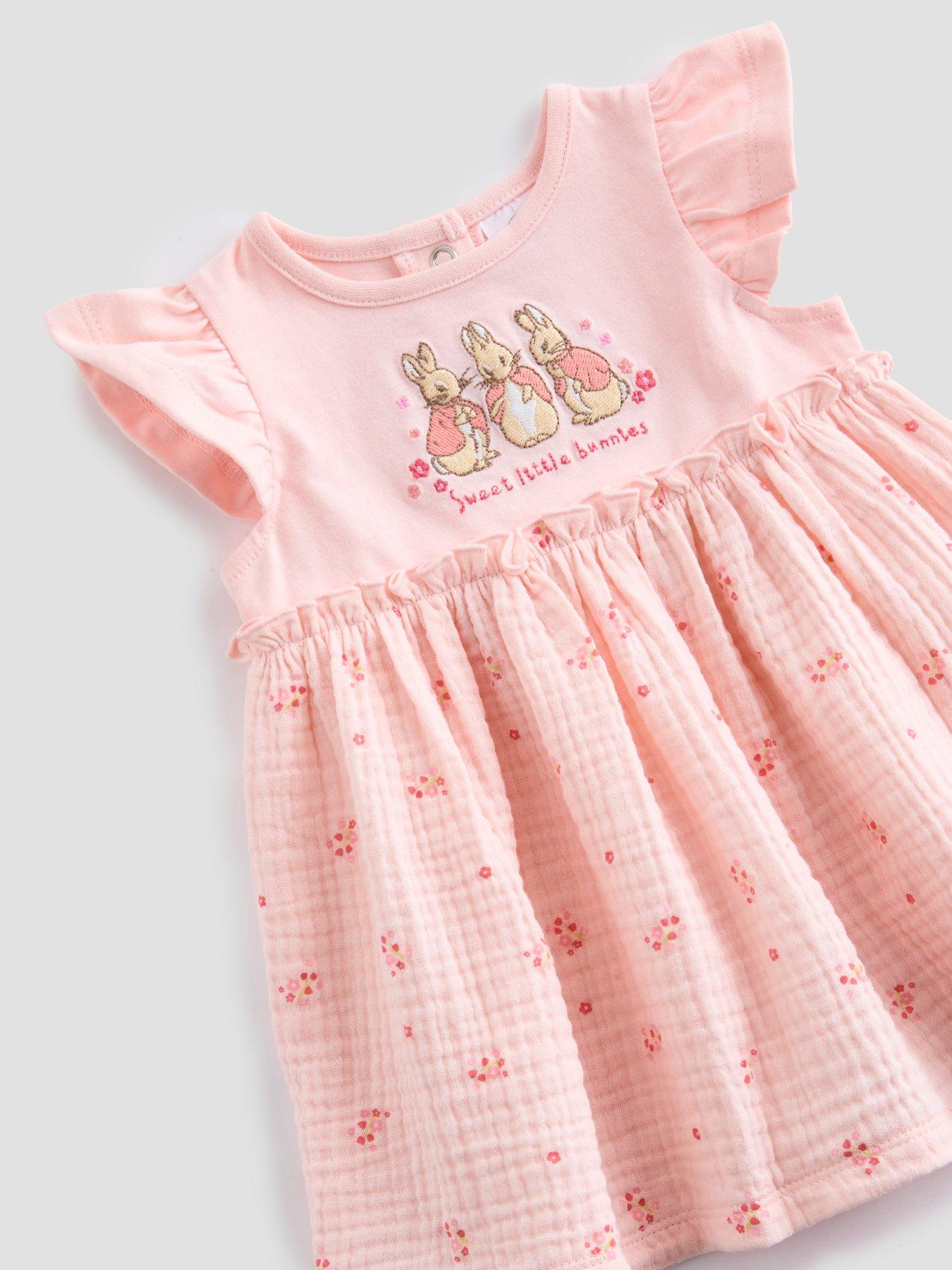 Image 4 of 4 of The Very Collection Peter Rabbit Frill Sleeve Woven Dress - Pink