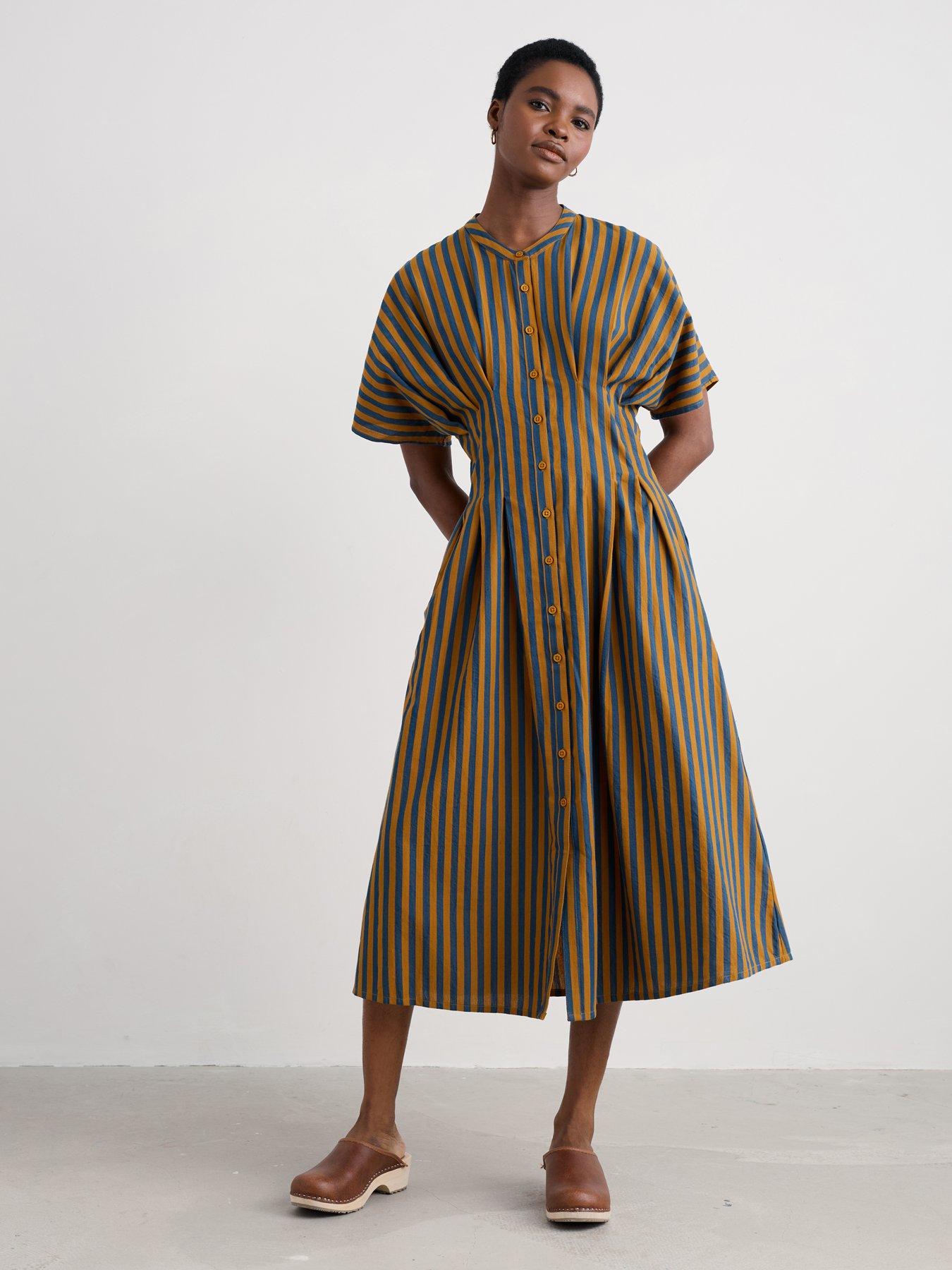 seasalt ladies dresses Cornwall Lamorna Dress Mini Scallion Basket - Stripe - Green lastminute