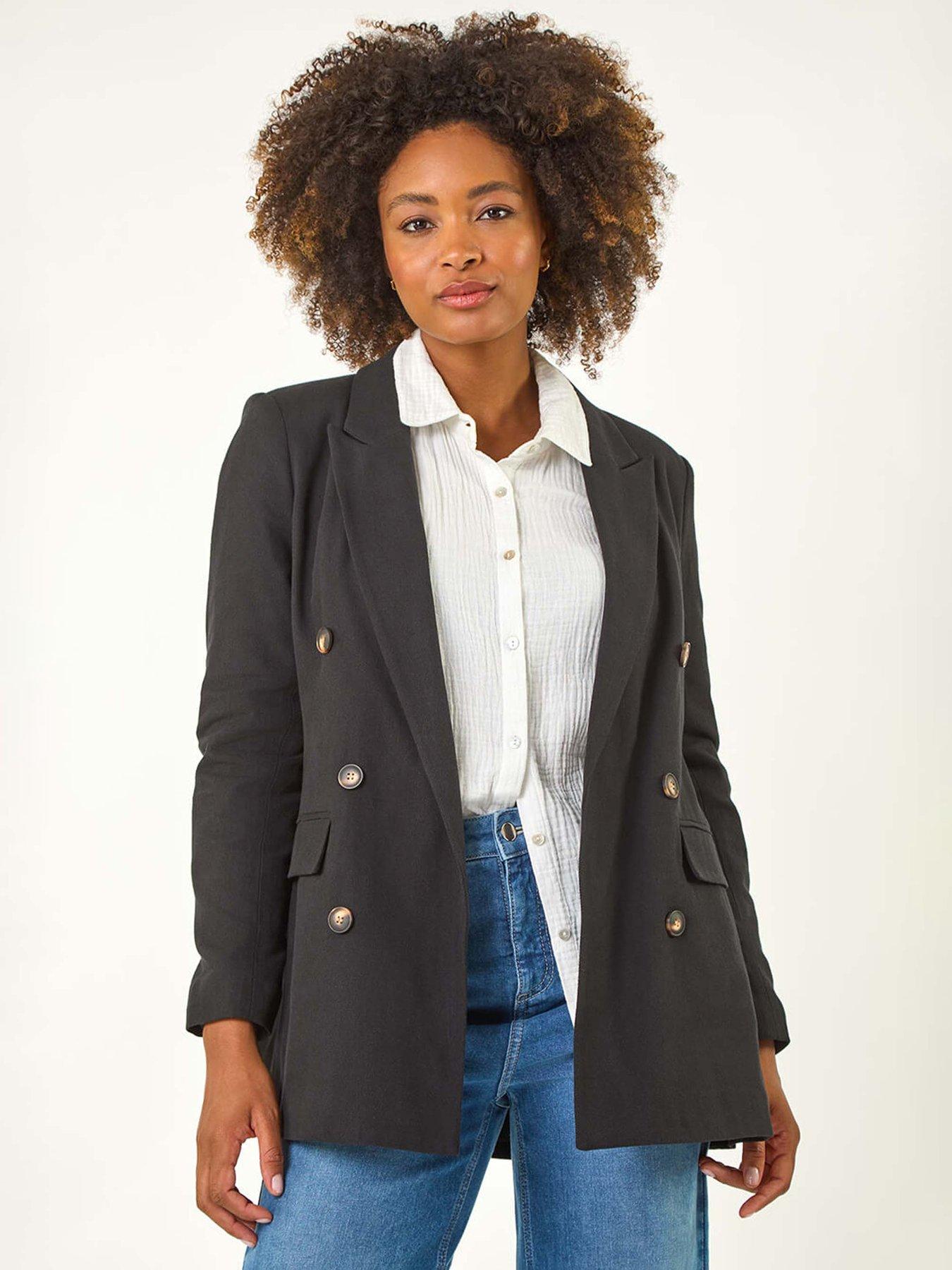 Roman Double Breasted Collar Revere Jacket Black Very