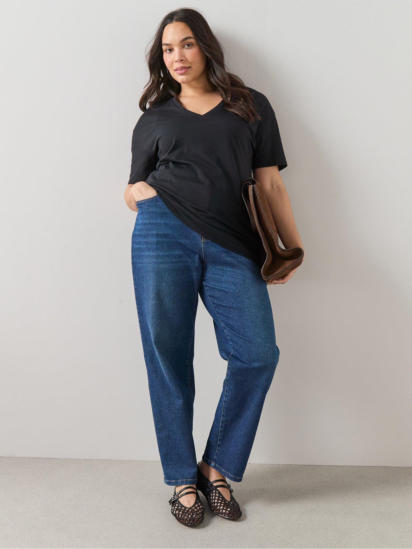 Image 3 of 6 of The Very Collection Curve V Neck Longline T-shirt