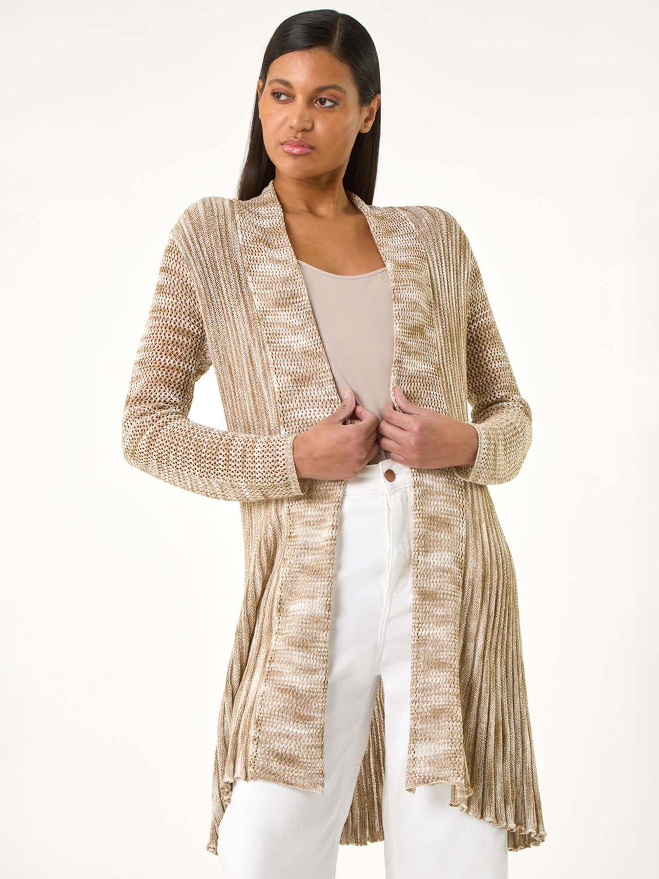 Roman Pointelle Longline Cardigan - Natural