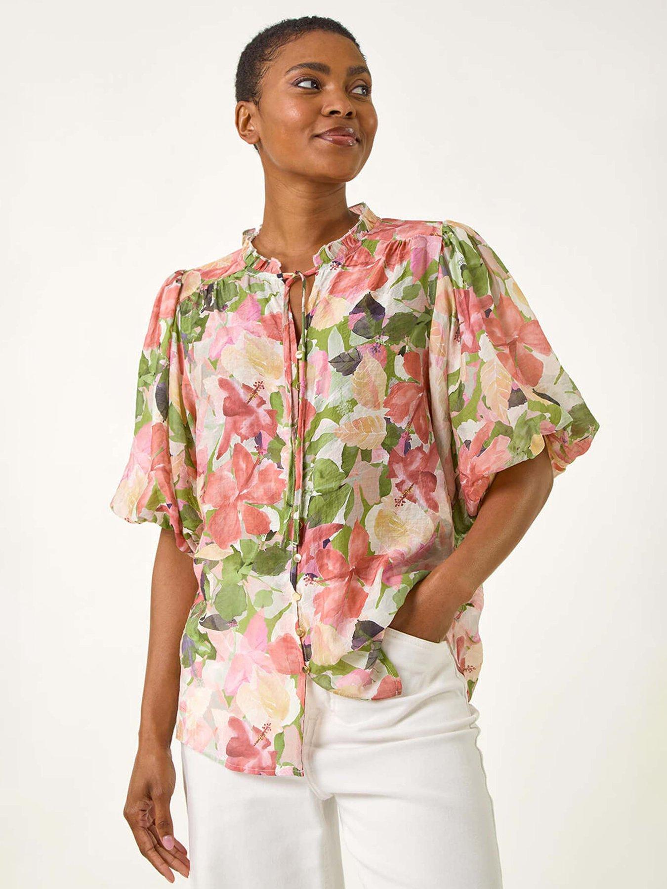 undefined Floral Gathered Blouse - Pink