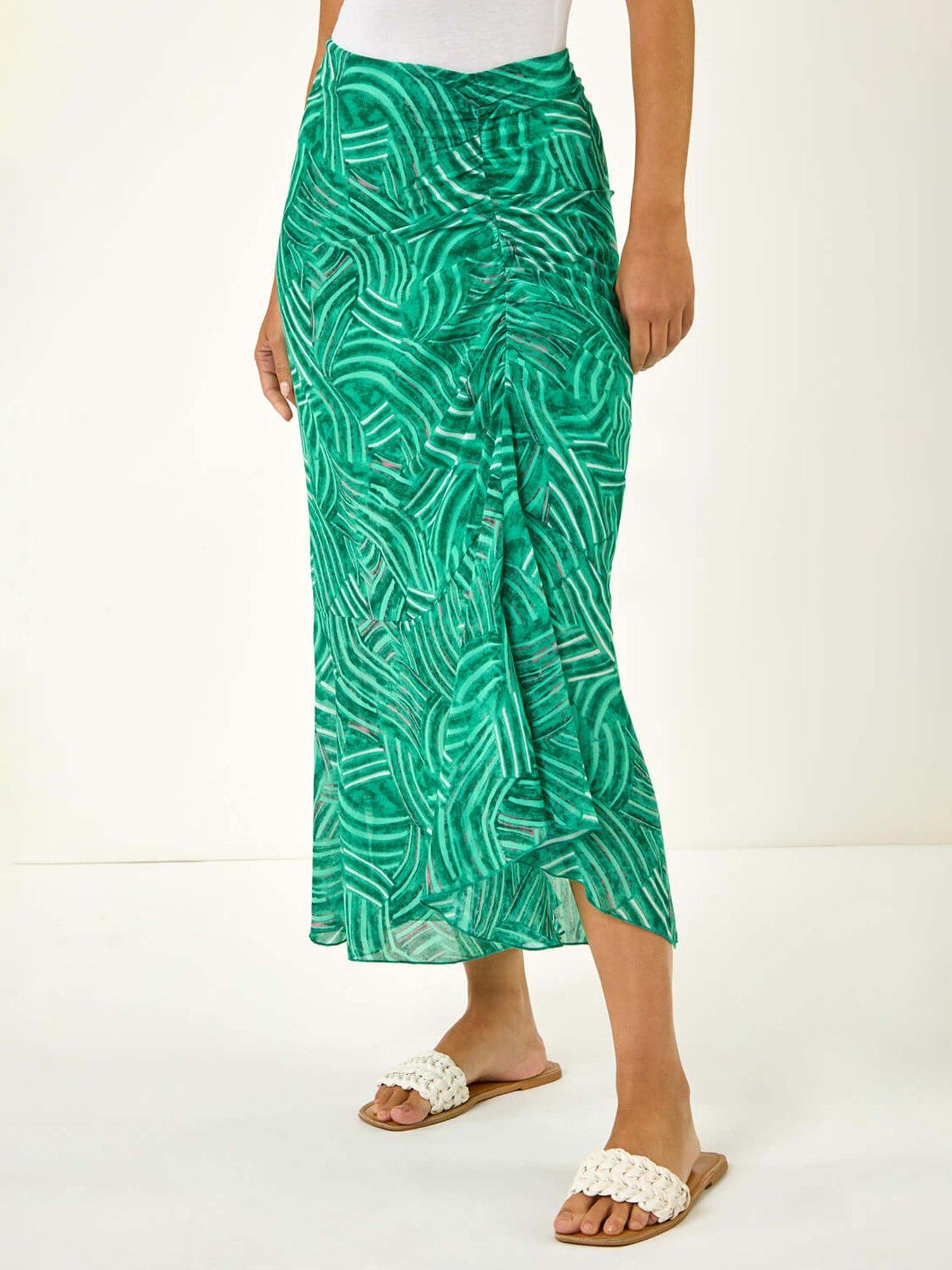 undefined Dusk Marked Ruffle Midi Skirt - Green