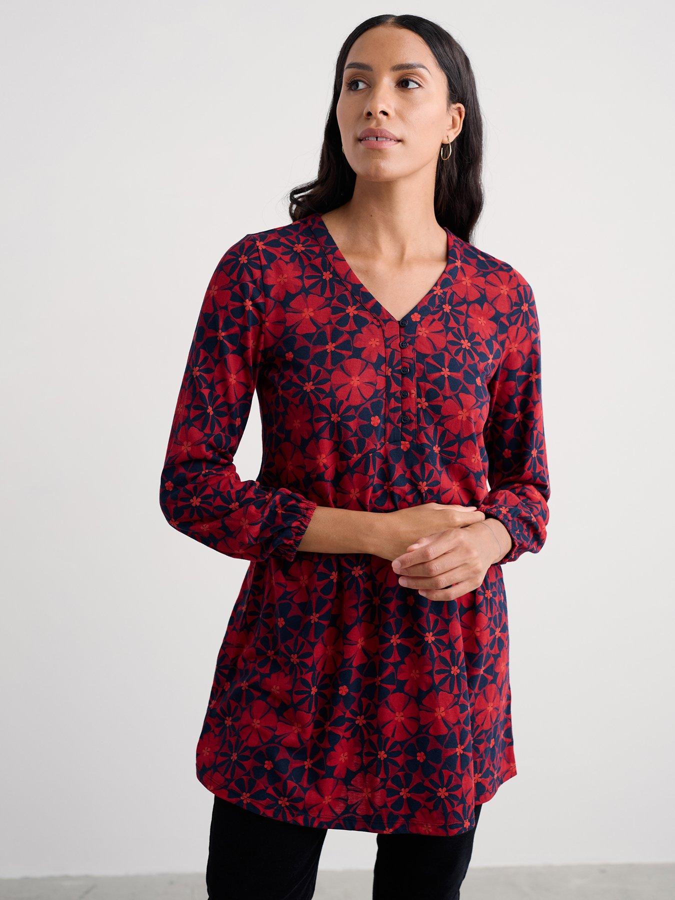 Seasalt Cornwall Peg Loom A-Line Jersey Tunic, Red, Size 10, Women