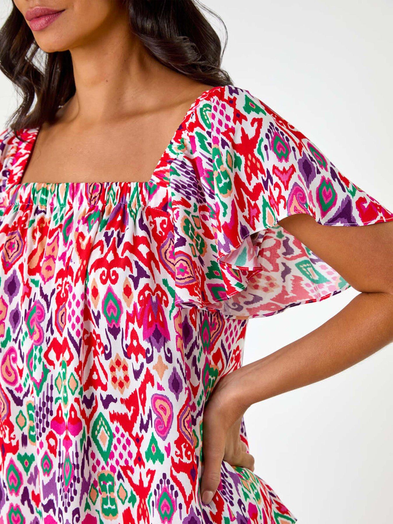 Roman Dusk Zig Zag Ruffle Top - Multi | Very
