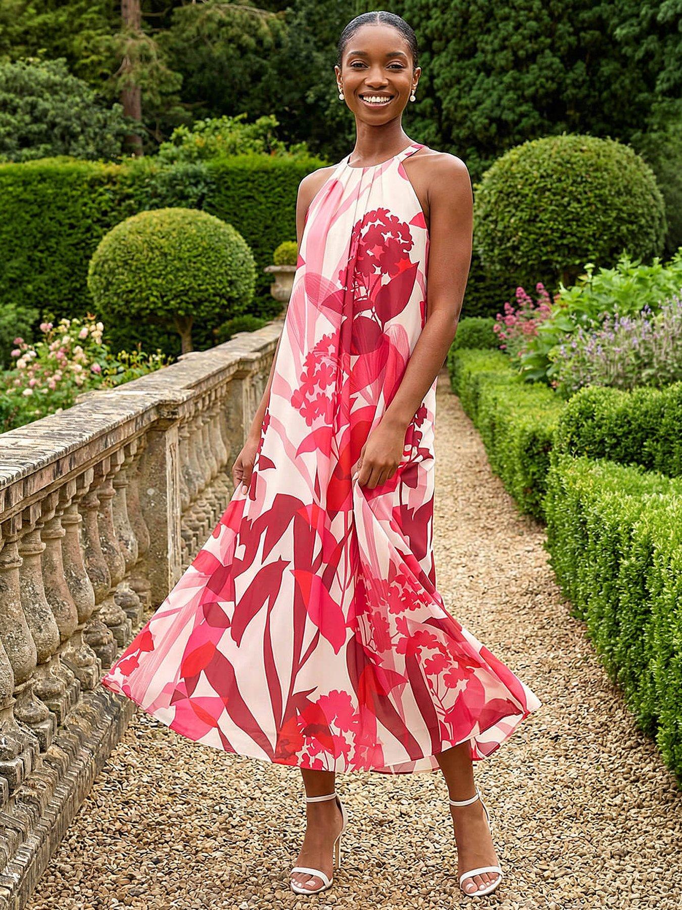 Roman Petite Floral Halter Neck Shift Dress - Red | Very