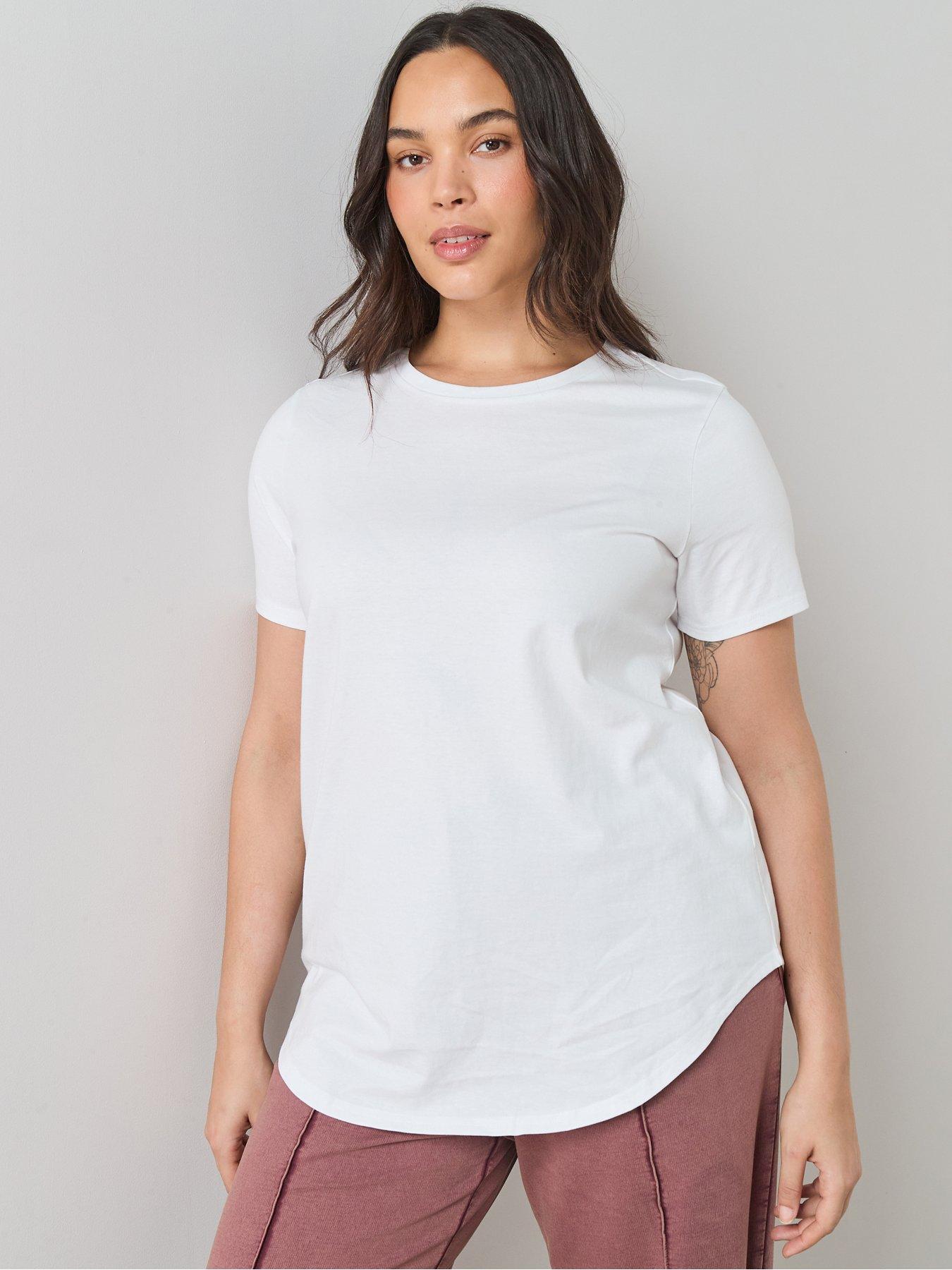 The Very Collection Curve Crew Neck Scoop Hem T-Shirt - White