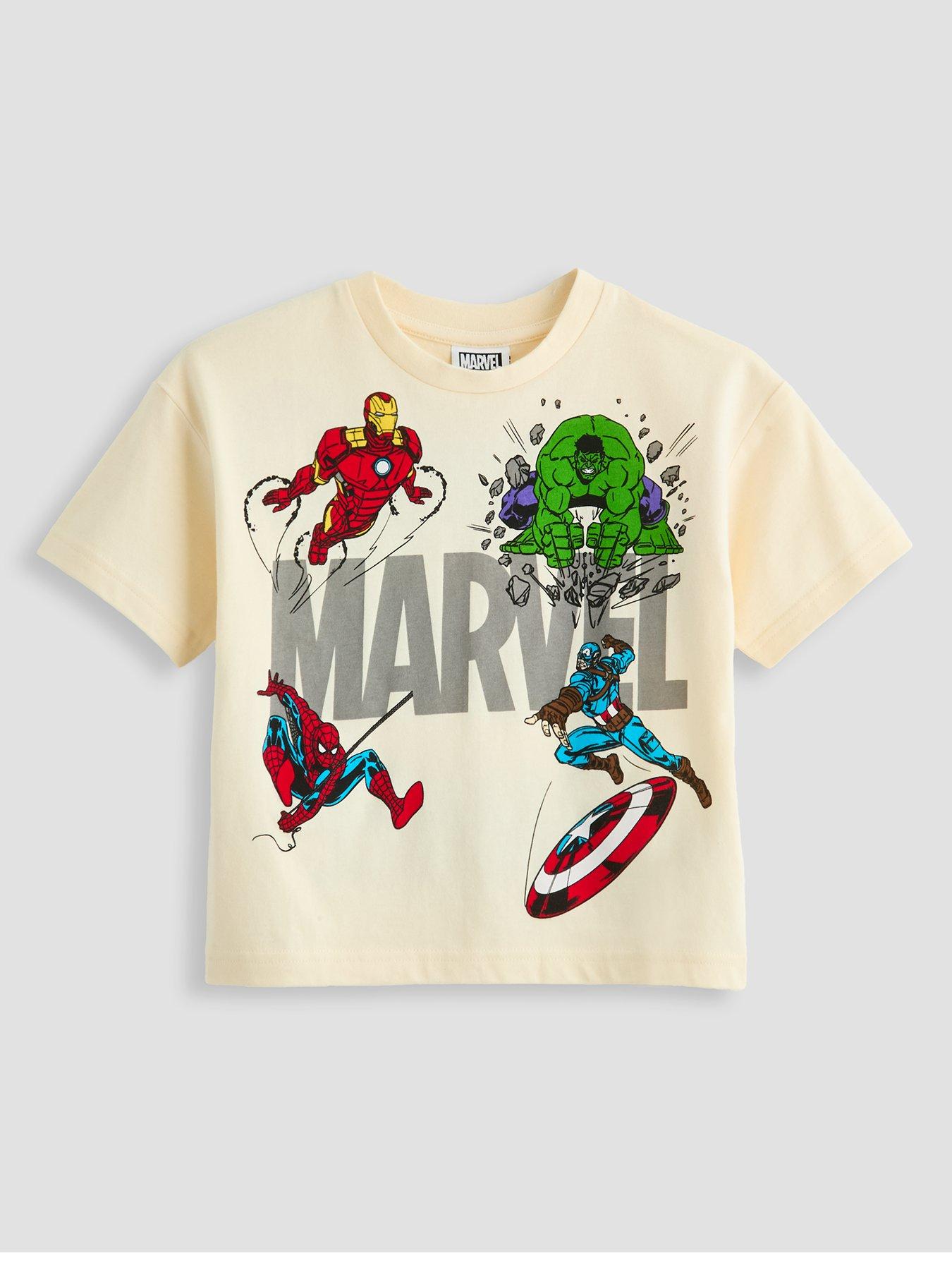 Image 1 of 4 of The Very Collection Marvel Back Print T-Shirt - Cream