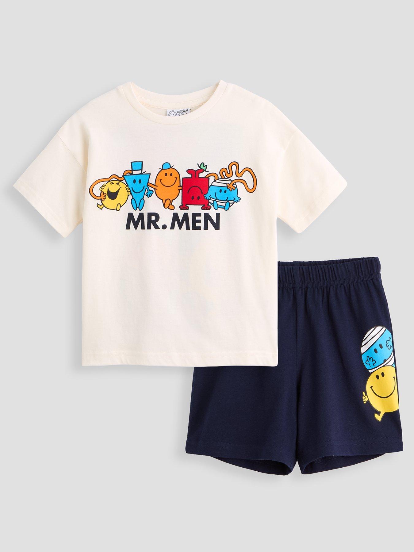 Image 1 of 5 of The Very Collection Mr Men Back Print Shortie Pyjamas - Navy