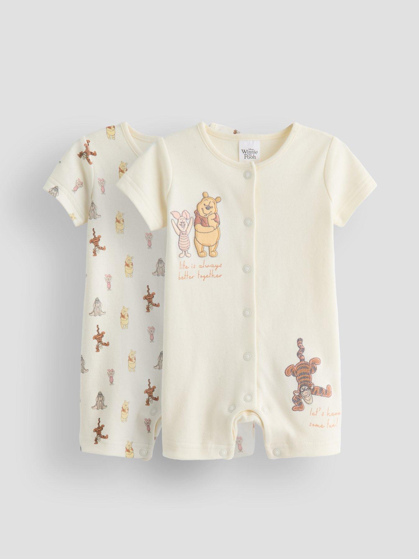 The Very Collection 2pk Winnie The Pooh Romper Short Sleepsuit - Cream