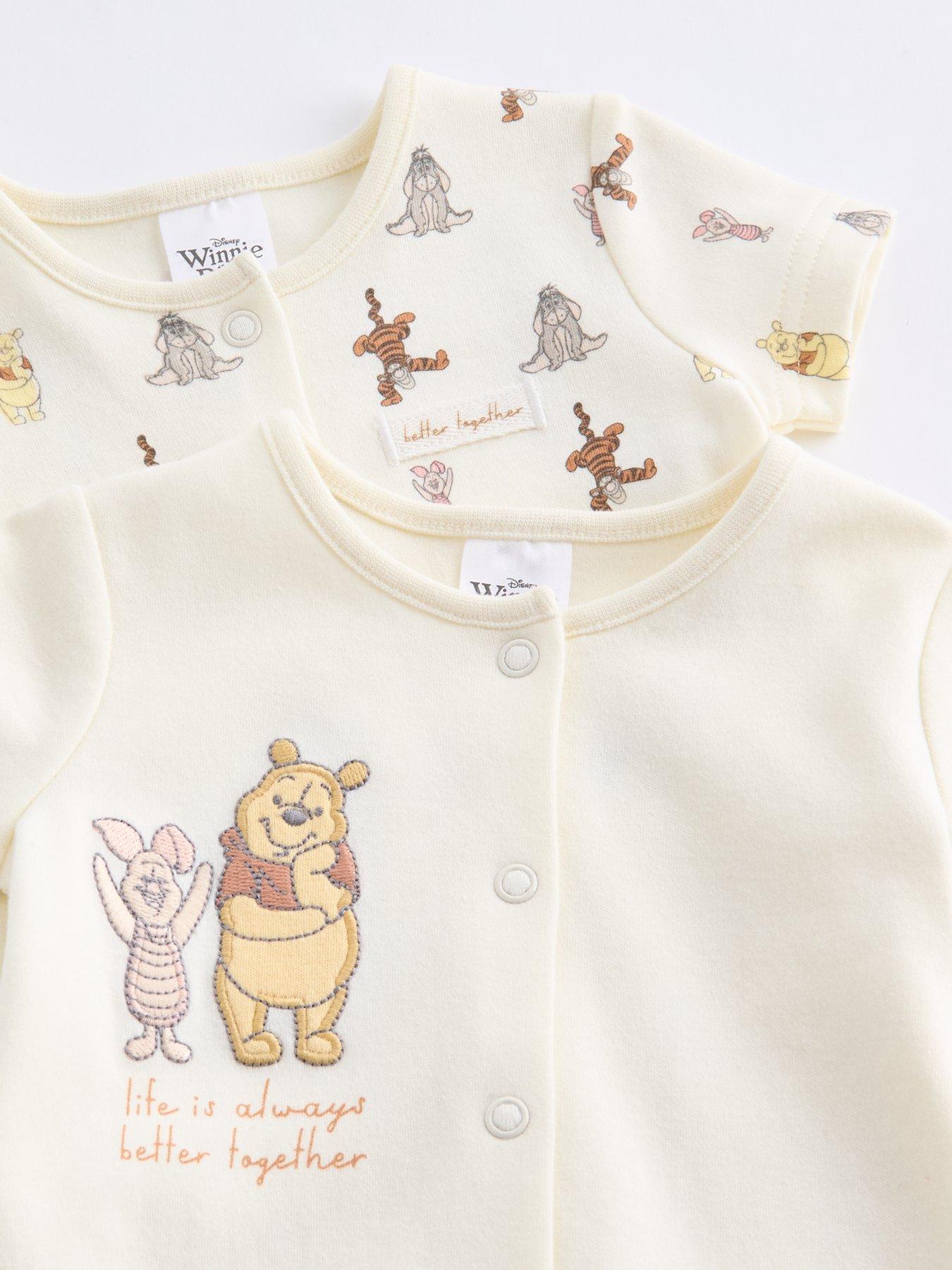 Image 4 of 6 of The Very Collection 2pk Winnie The Pooh Romper Short Sleepsuit - Cream