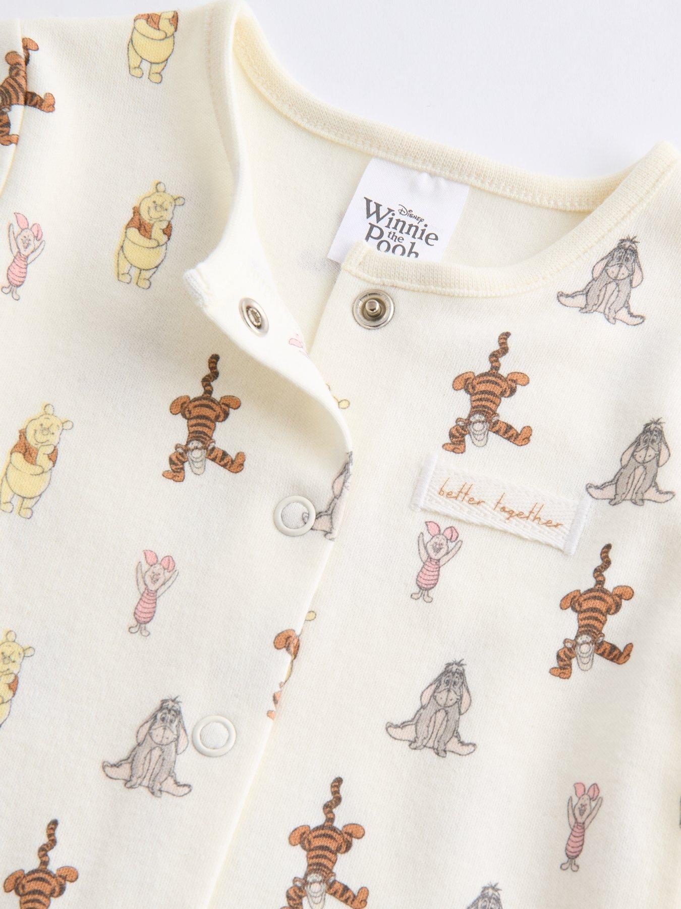 Image 5 of 6 of The Very Collection 2pk Winnie The Pooh Romper Short Sleepsuit - Cream
