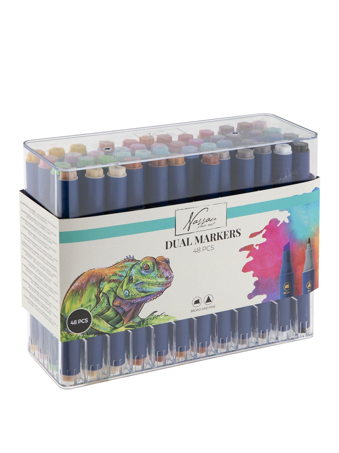 Round dual markers, 48 pcs in transparent box