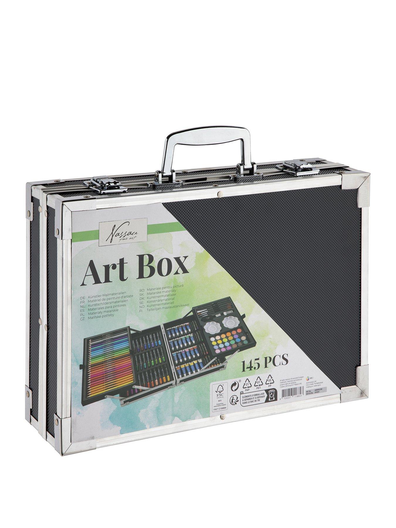 Art Set - 145 Piece in a Metal Black Carrying Case - 34x23cm