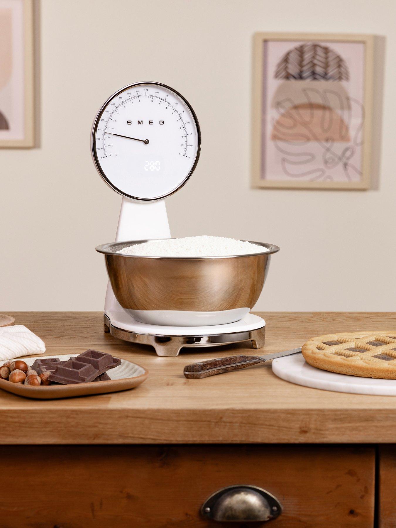 Smeg 50's Style Analogue  &  Digital Scales with Removeable Bowl, White