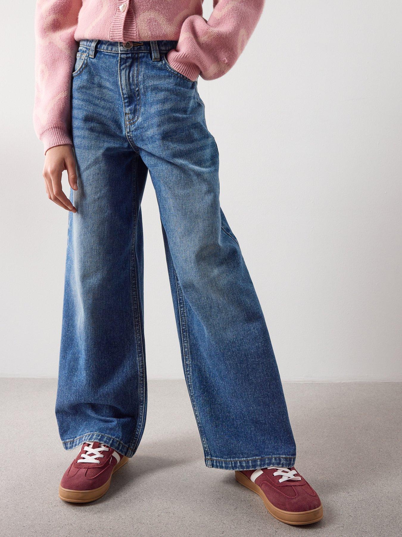 The Very Collection Girls Wide Leg Jeans - Mid Wash