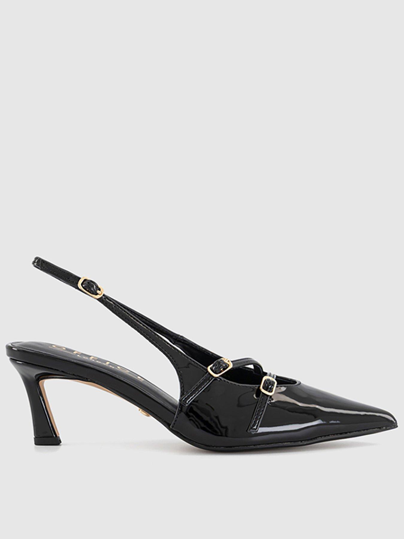 undefined Melba Multi Strap And Buckle Slingback Court Shoes - Black