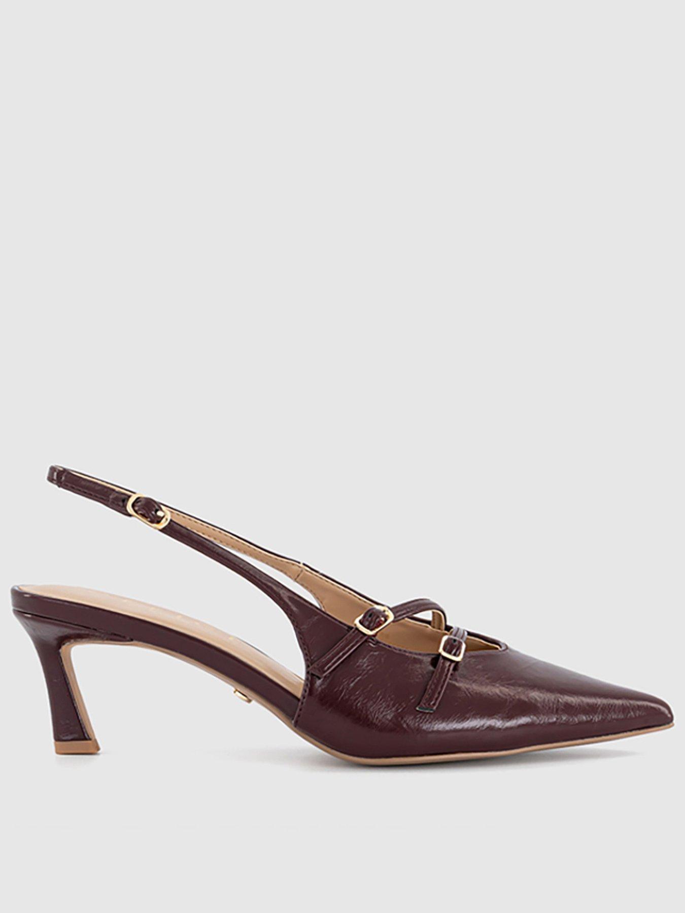 undefined Melba Multi Strap And Buckle Slingback Court - Dark Red