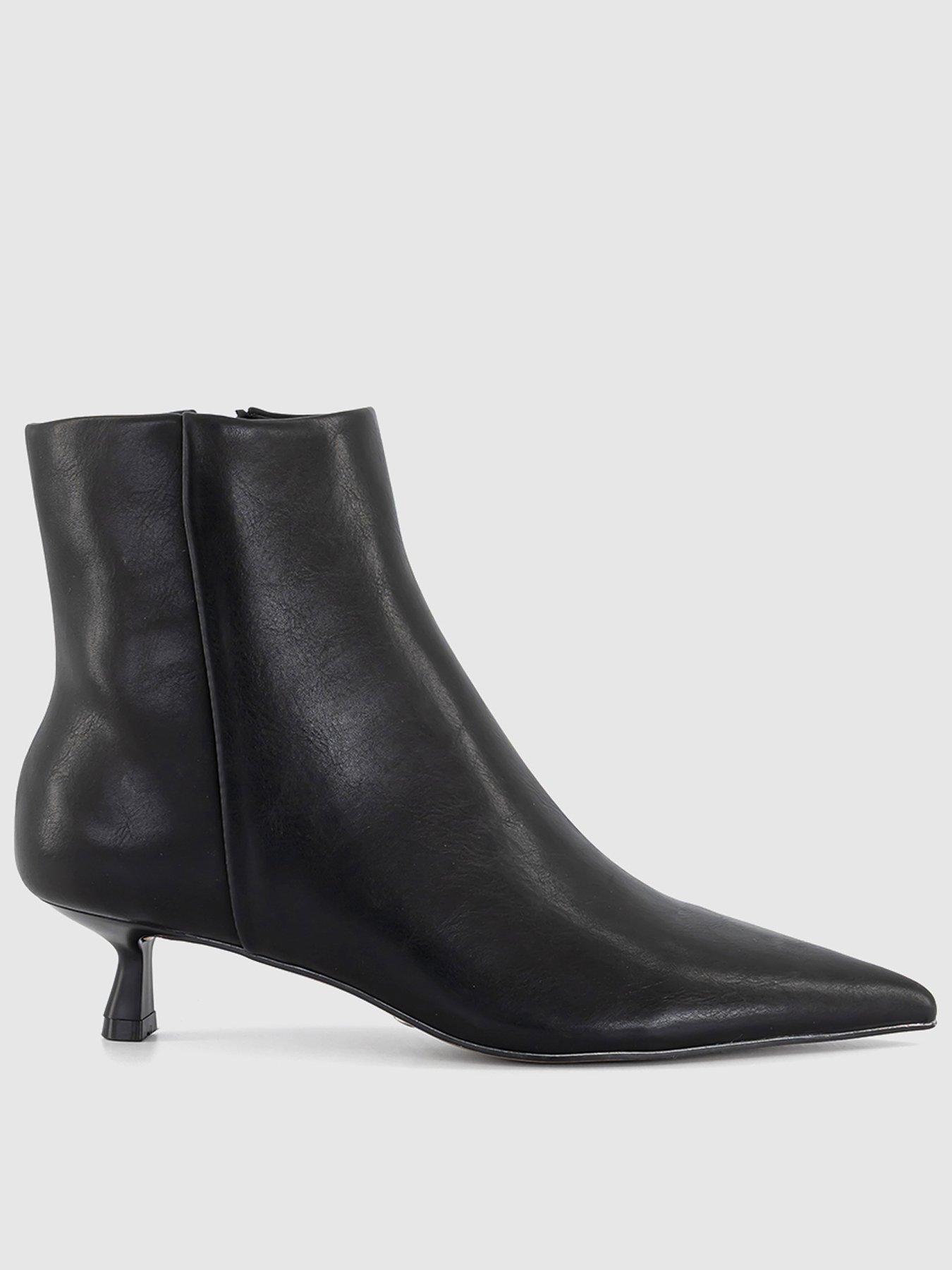 OFFICE: Alessia Kitten Heel Boots - Black