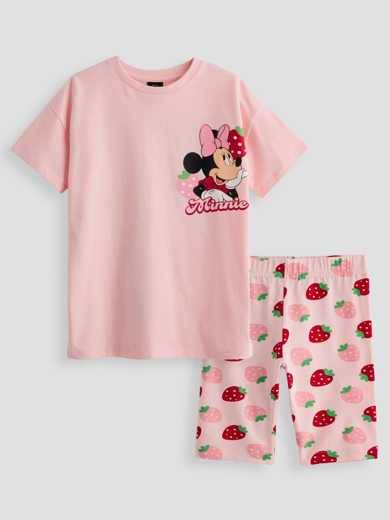 Image 1 of 5 of The Very Collection Minnie Strawberry T-Shirt &amp; Cycling Short Set - Pink