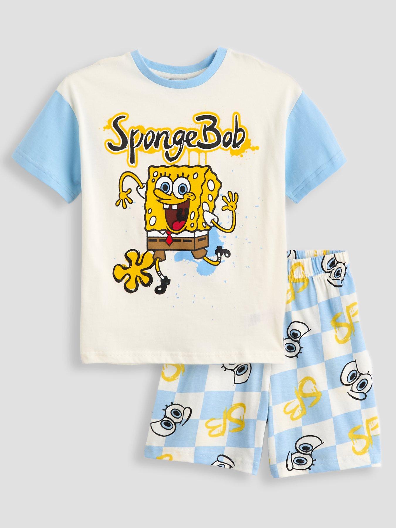 Image 1 of 4 of The Very Collection Spongebob Colour Block Shortie Pyjamas - Blue
