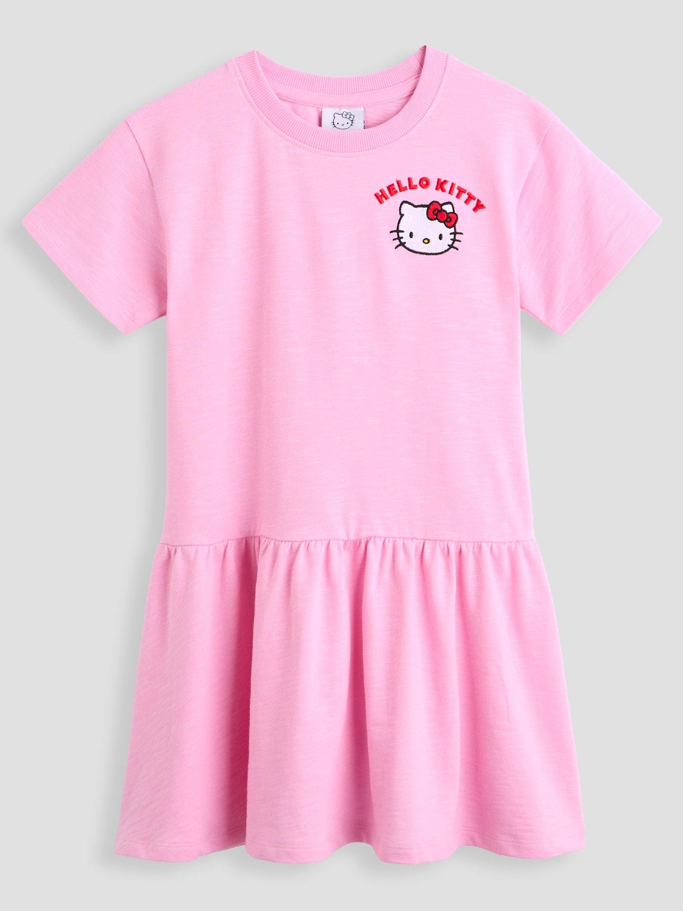 The Very Collection Hello Kitty Short Sleeve Drop Hem Dress - Pink