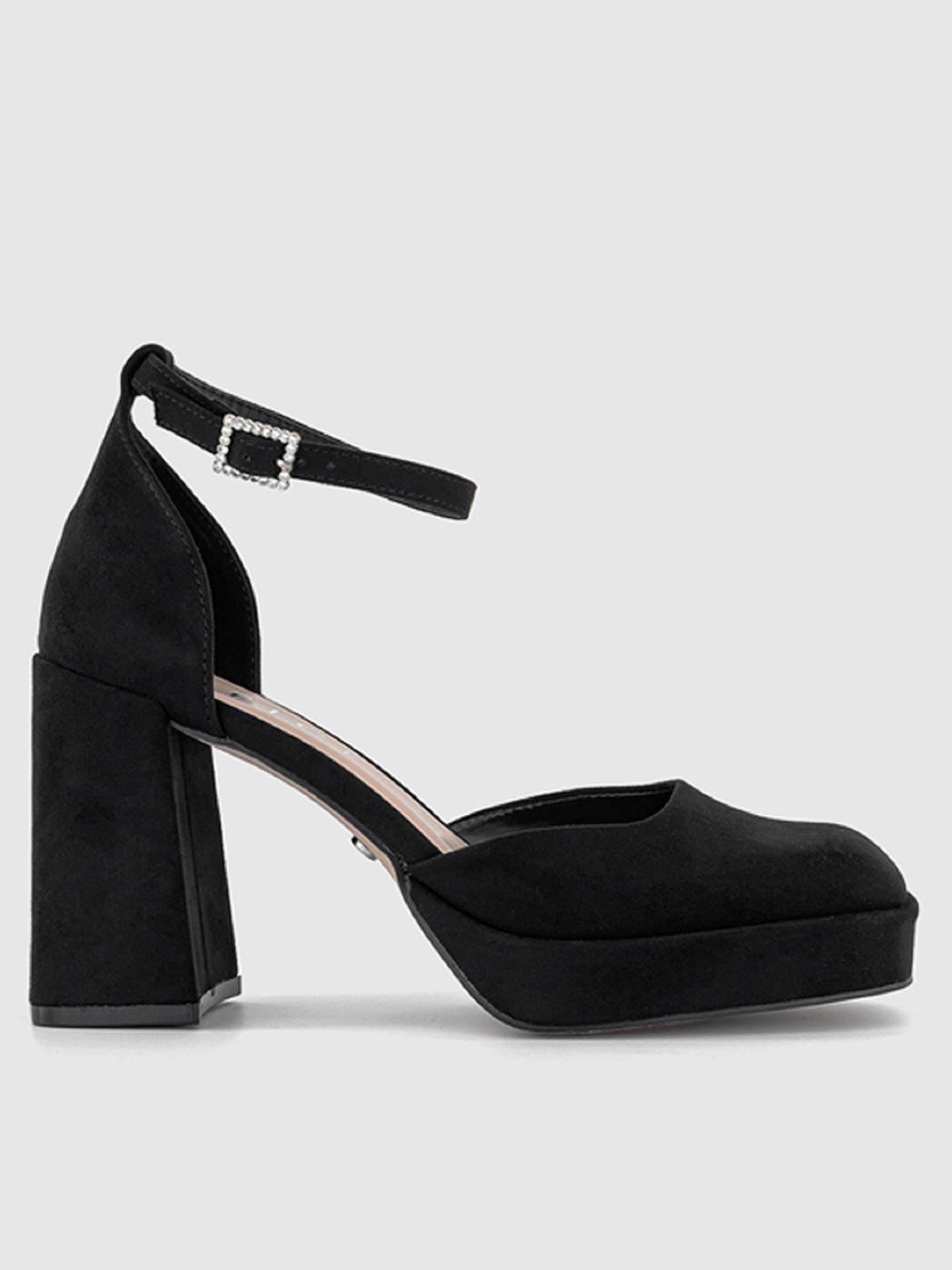 OFFICE Hey Day Two Part Embellished Buckle Platform - Black